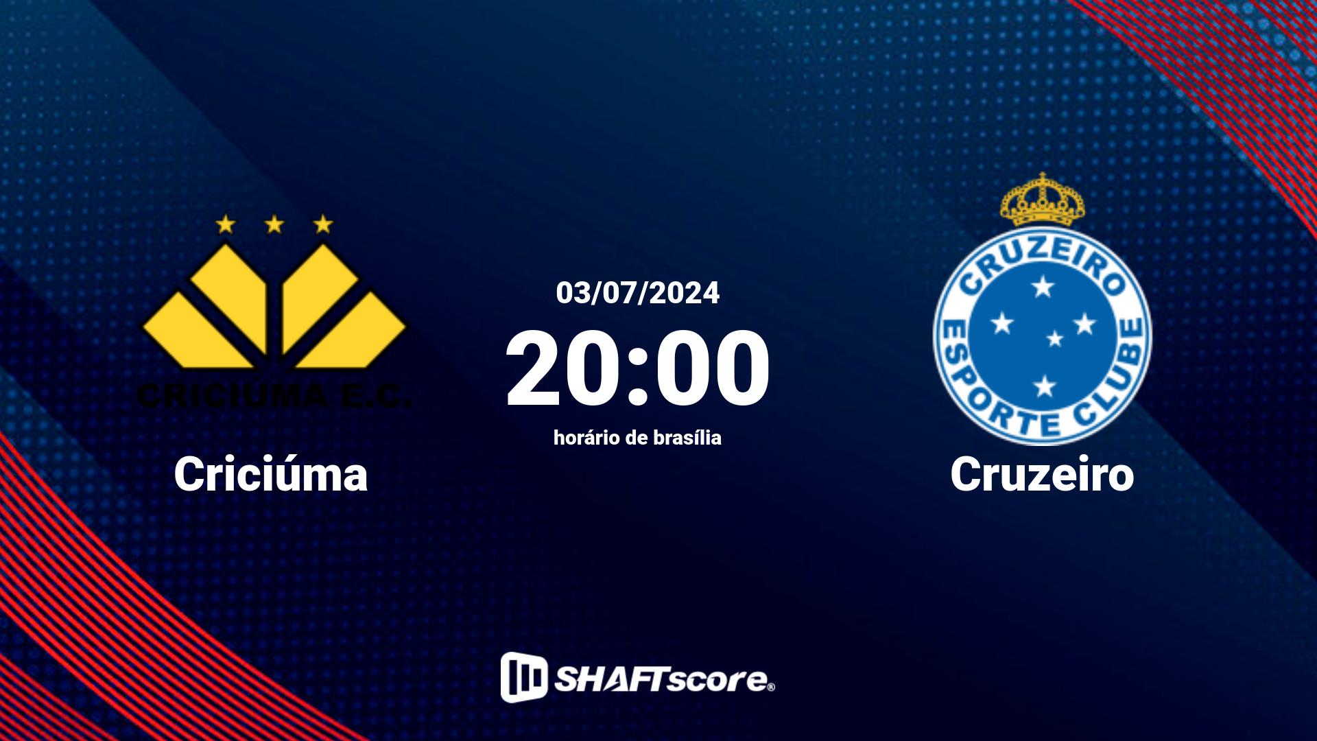 Estatísticas do jogo Criciúma vs Cruzeiro 03.07 20:00