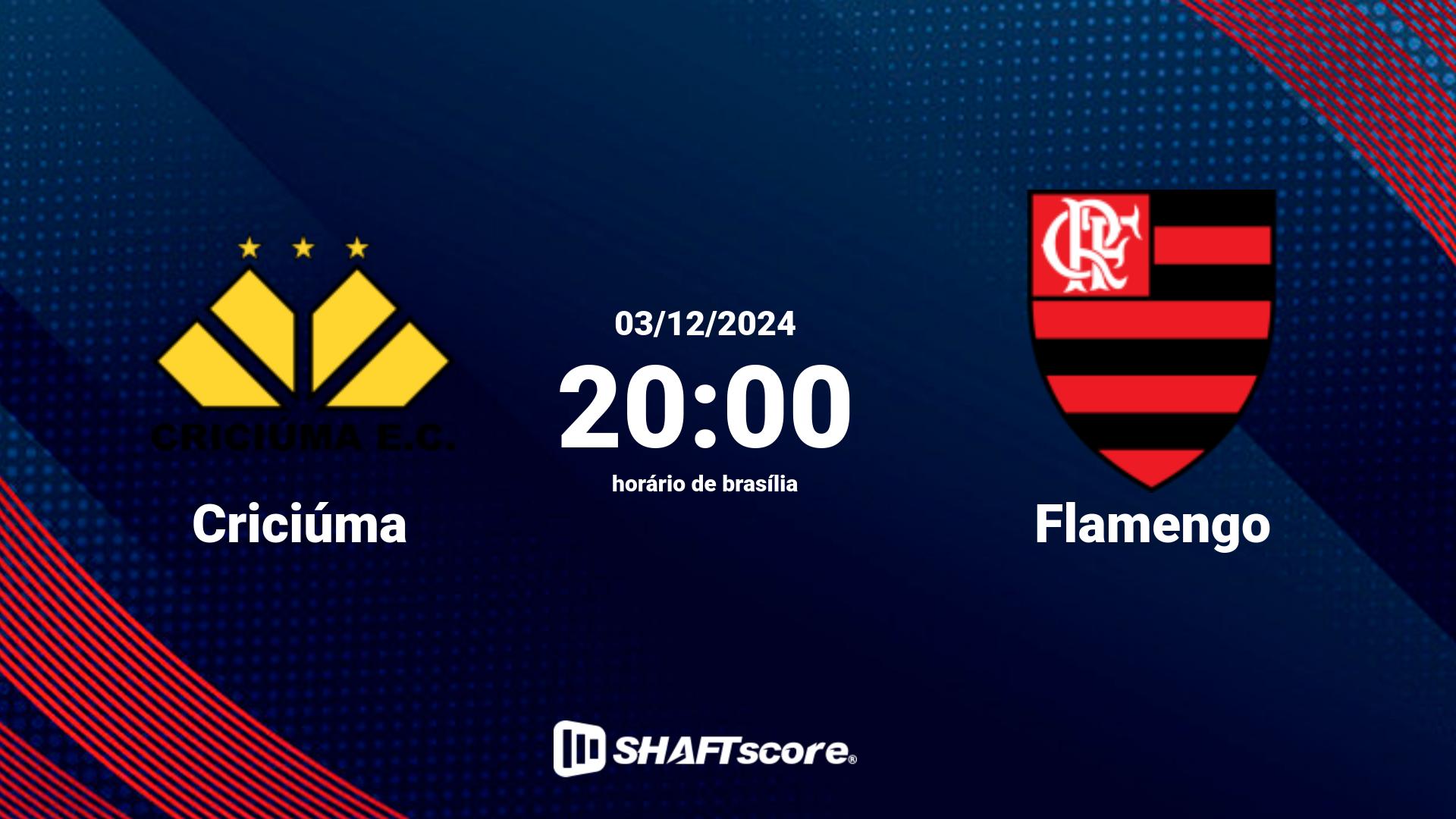 Estatísticas do jogo Criciúma vs Flamengo 03.12 20:00