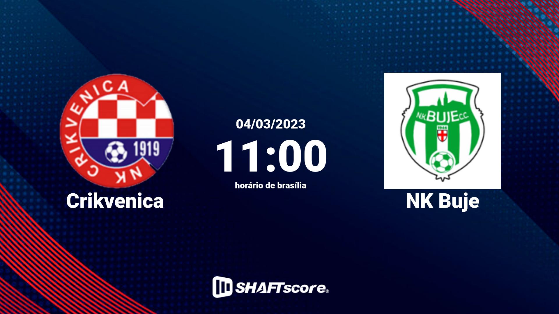 Estatísticas do jogo Crikvenica vs NK Buje 04.03 11:00