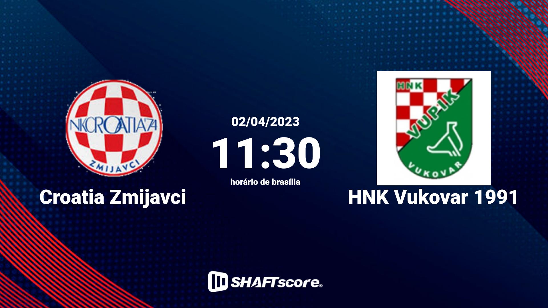 Estatísticas do jogo Croatia Zmijavci vs HNK Vukovar 1991 02.04 11:30