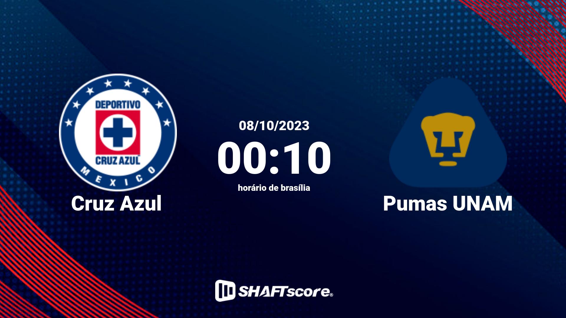 Estatísticas do jogo Cruz Azul vs Pumas UNAM 08.10 00:10