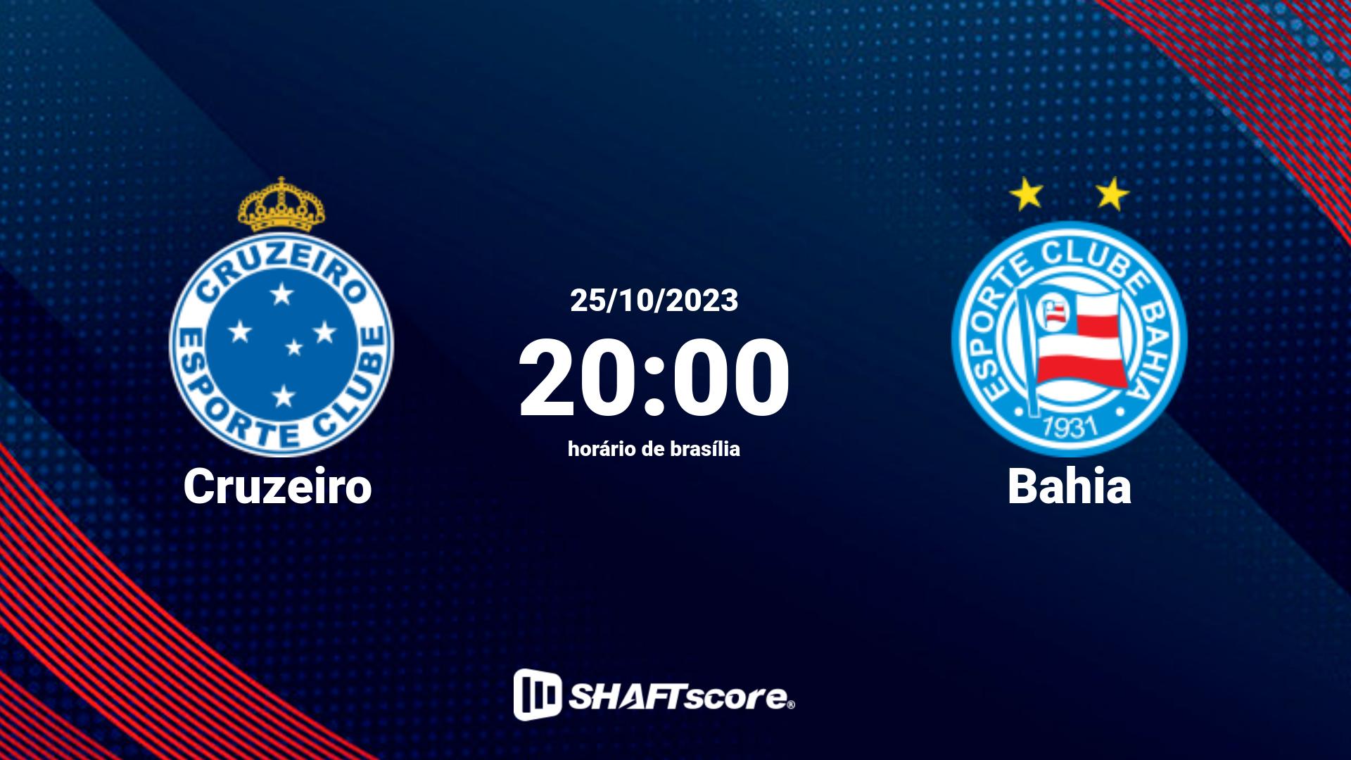 Estatísticas do jogo Cruzeiro vs Bahia 25.10 20:00