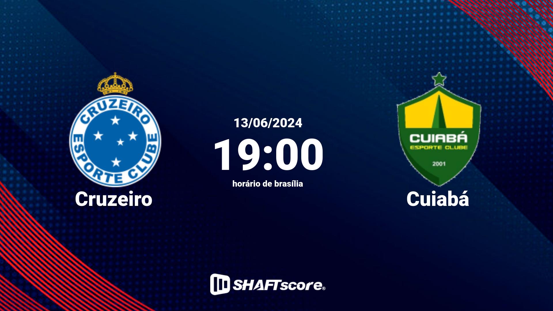 Estatísticas do jogo Cruzeiro vs Cuiabá 13.06 19:00