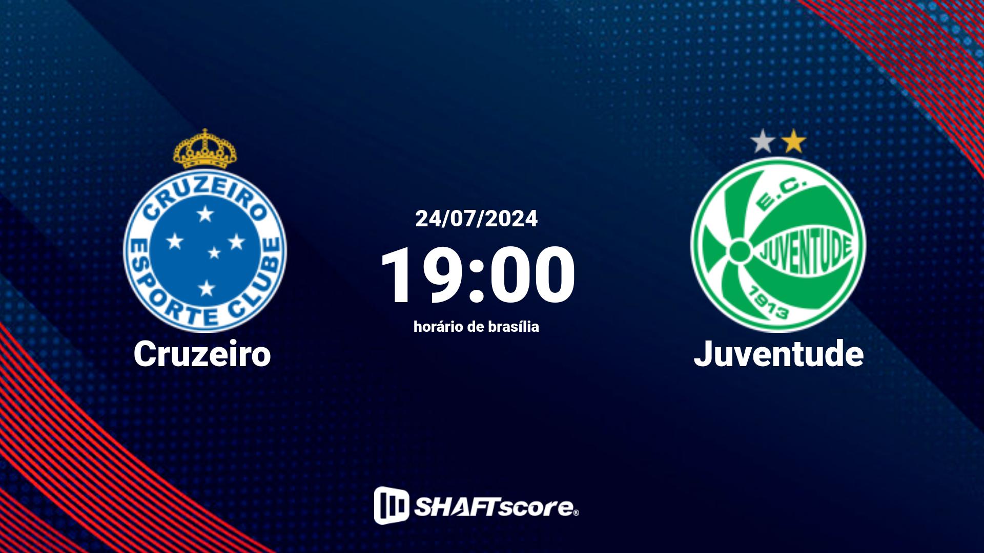 Estatísticas do jogo Cruzeiro vs Juventude 24.07 19:00