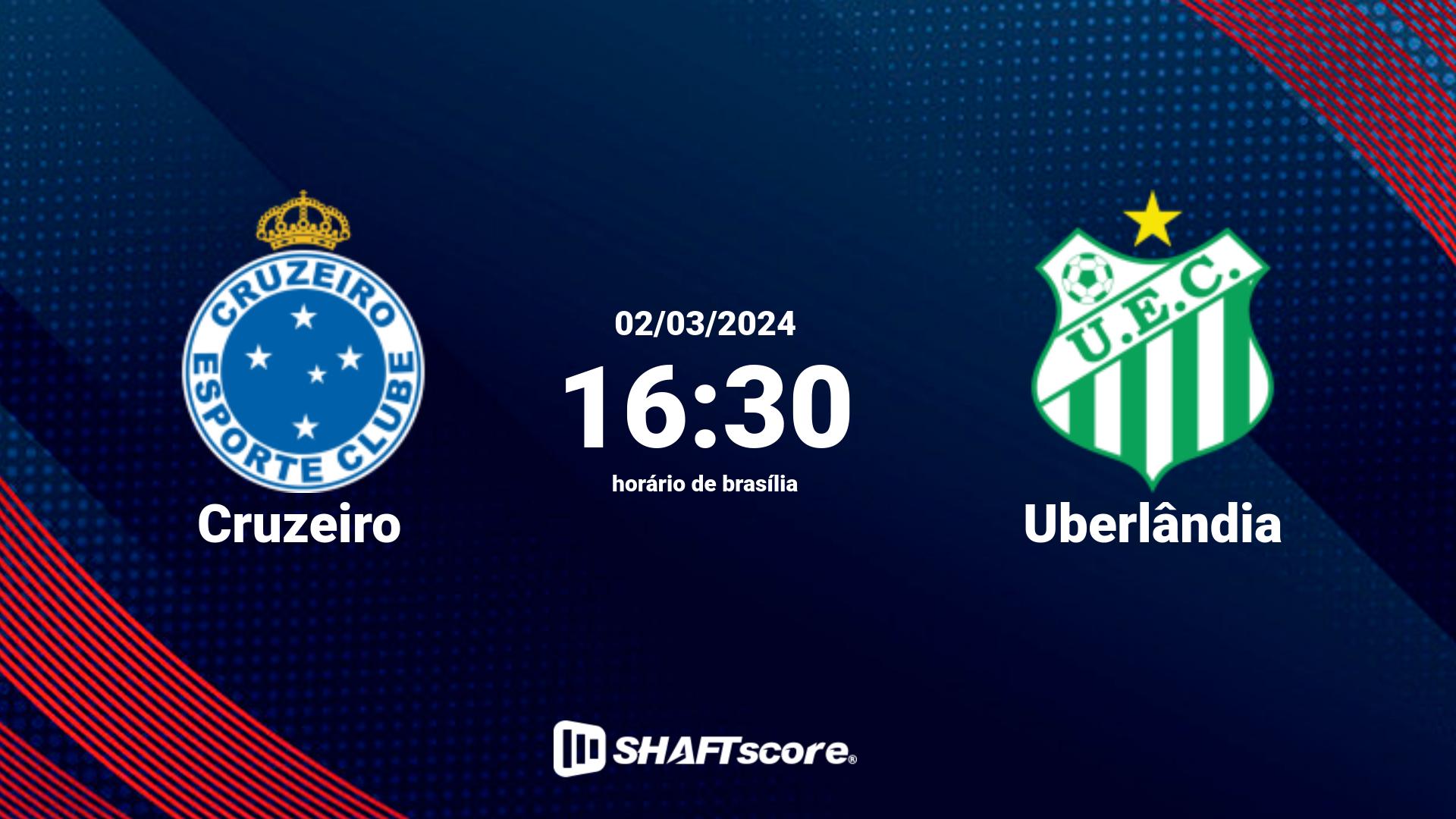 Estatísticas do jogo Cruzeiro vs Uberlândia 02.03 16:30