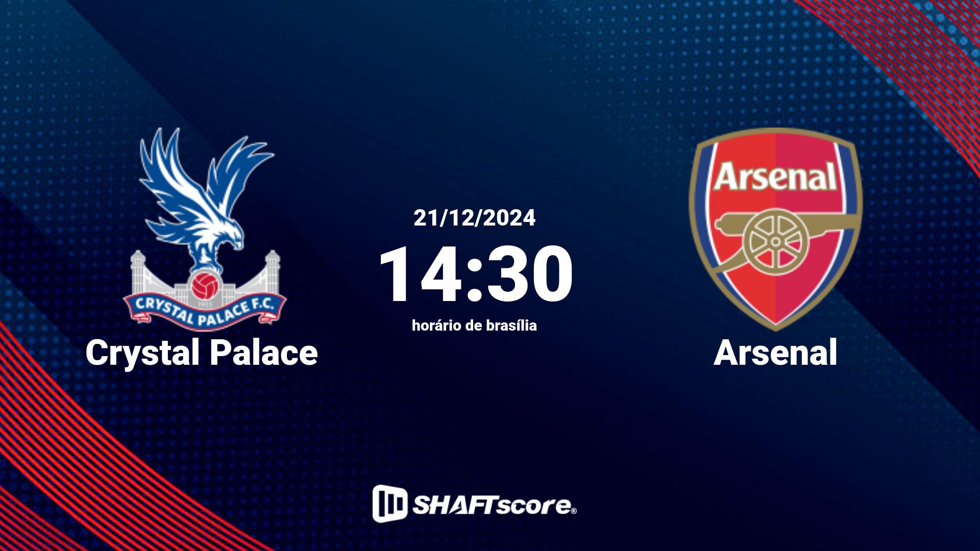 Estatísticas do jogo Crystal Palace vs Arsenal 21.12 14:30