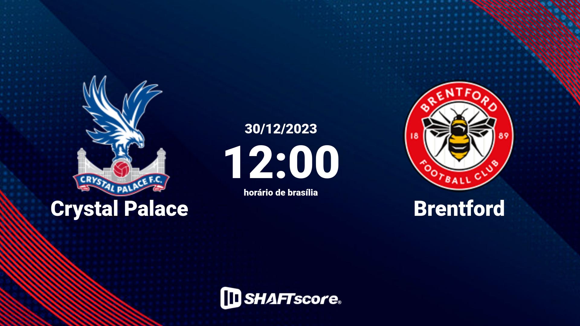 Estatísticas do jogo Crystal Palace vs Brentford 30.12 12:00