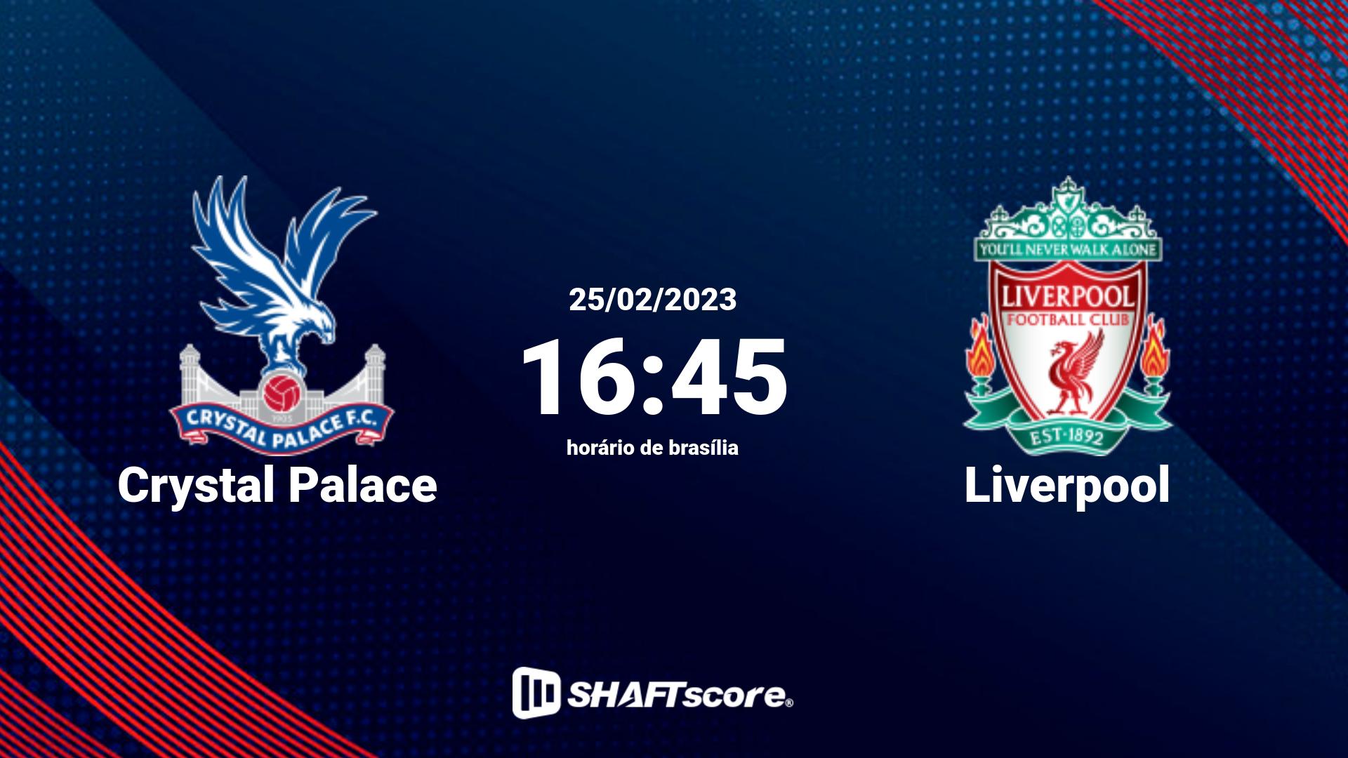 Estatísticas do jogo Crystal Palace vs Liverpool 25.02 16:45