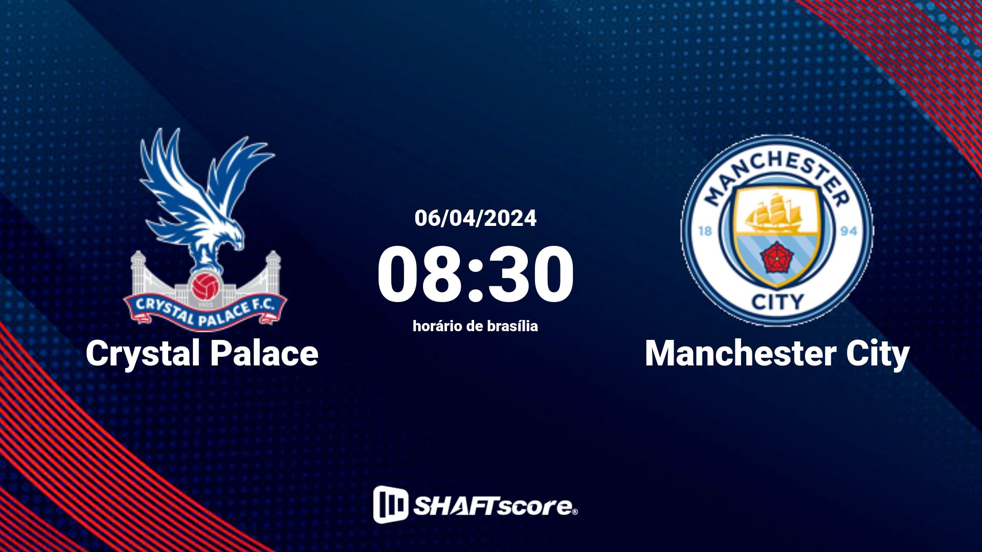 Estatísticas do jogo Crystal Palace vs Manchester City 06.04 08:30