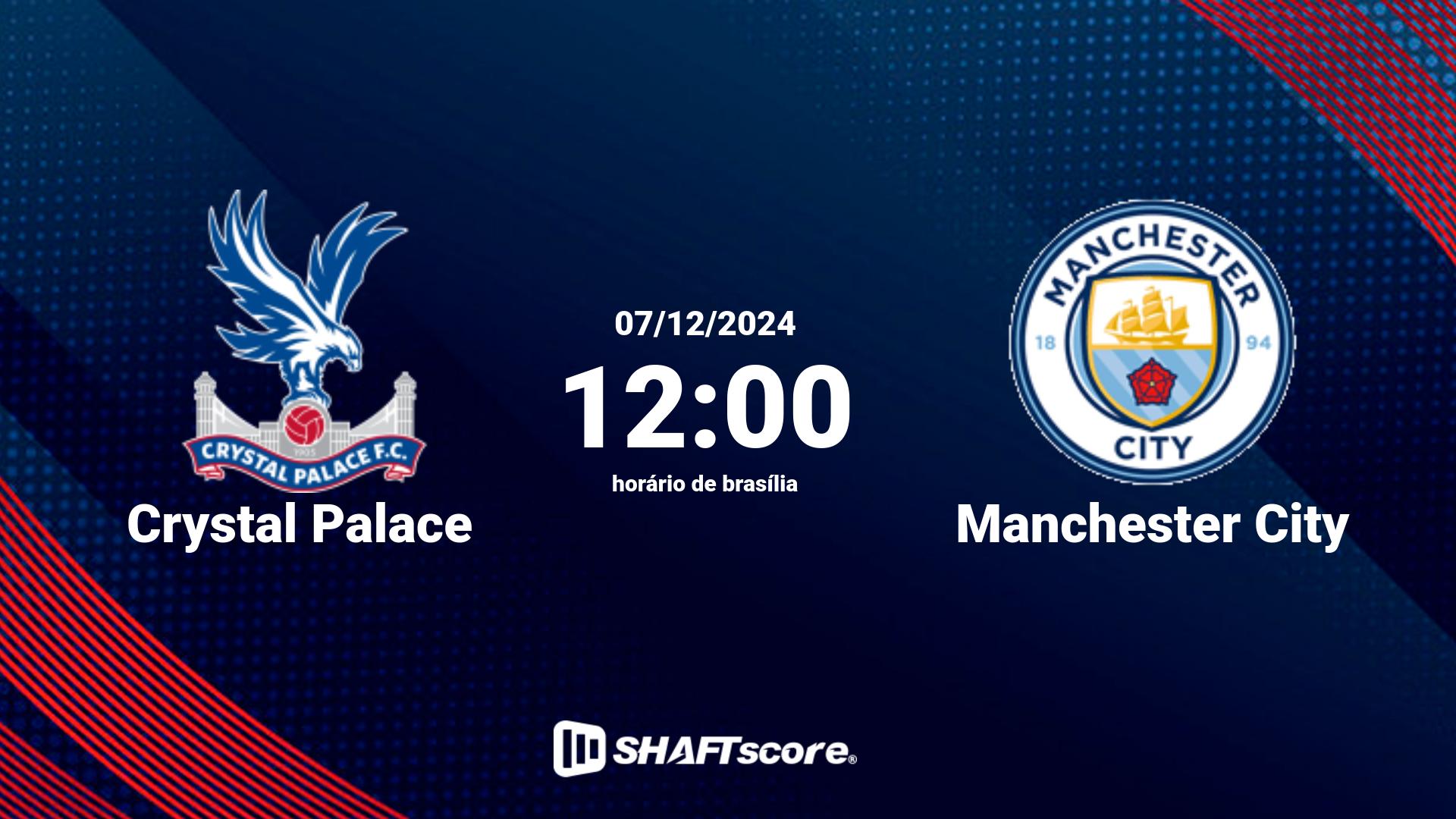 Estatísticas do jogo Crystal Palace vs Manchester City 07.12 12:00