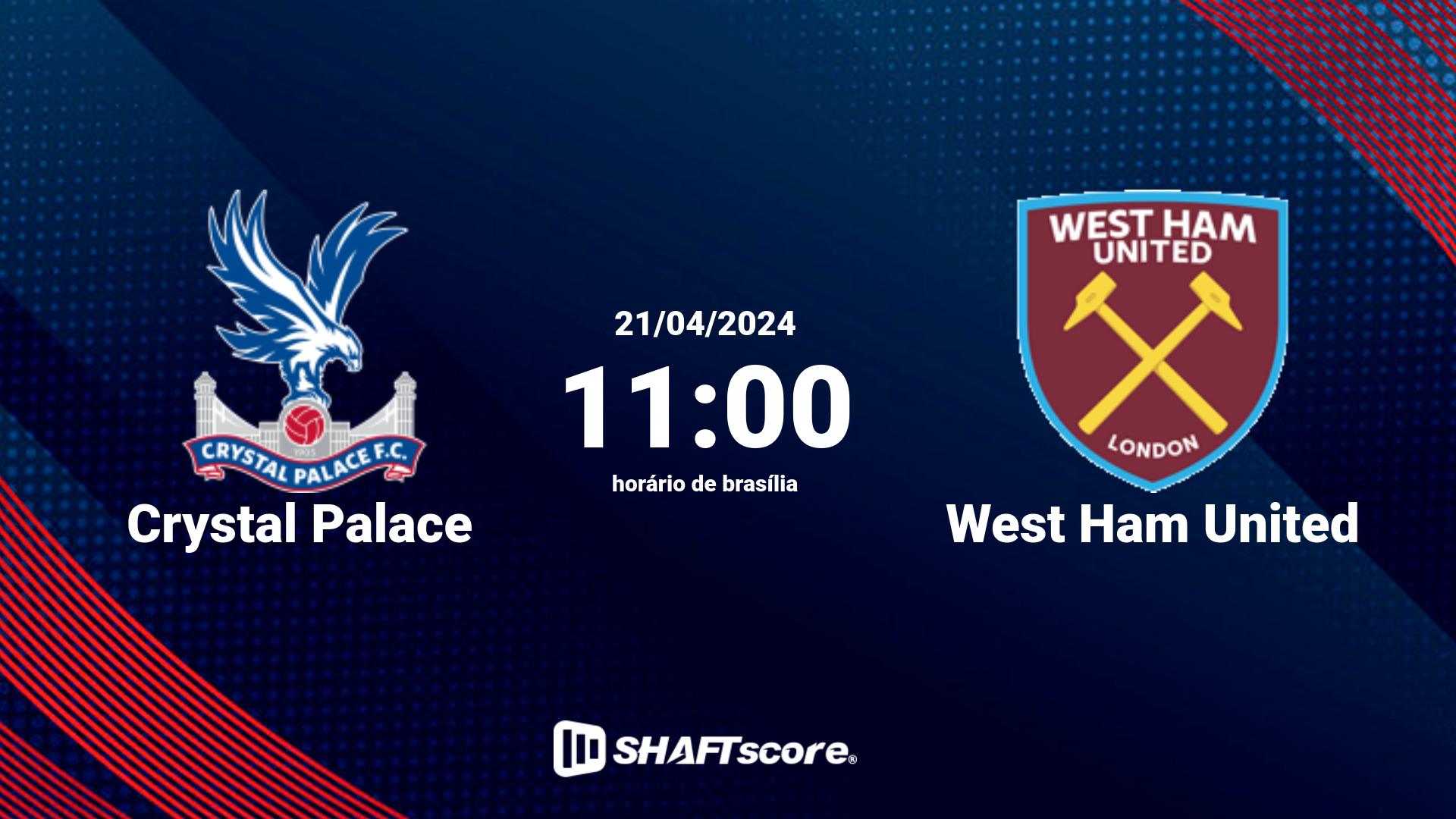 Estatísticas do jogo Crystal Palace vs West Ham United 21.04 11:00