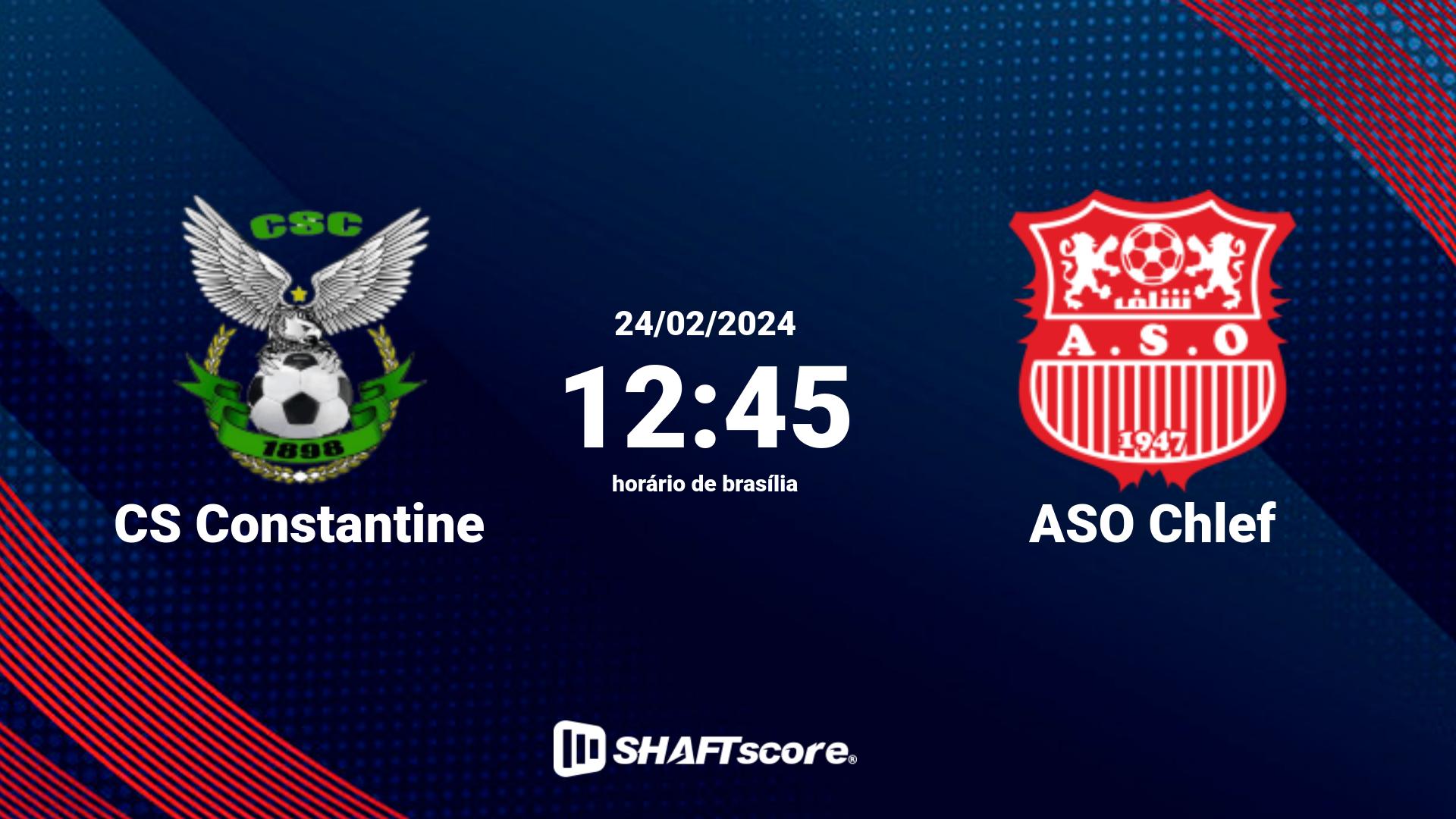 Estatísticas do jogo CS Constantine vs ASO Chlef 24.02 12:45