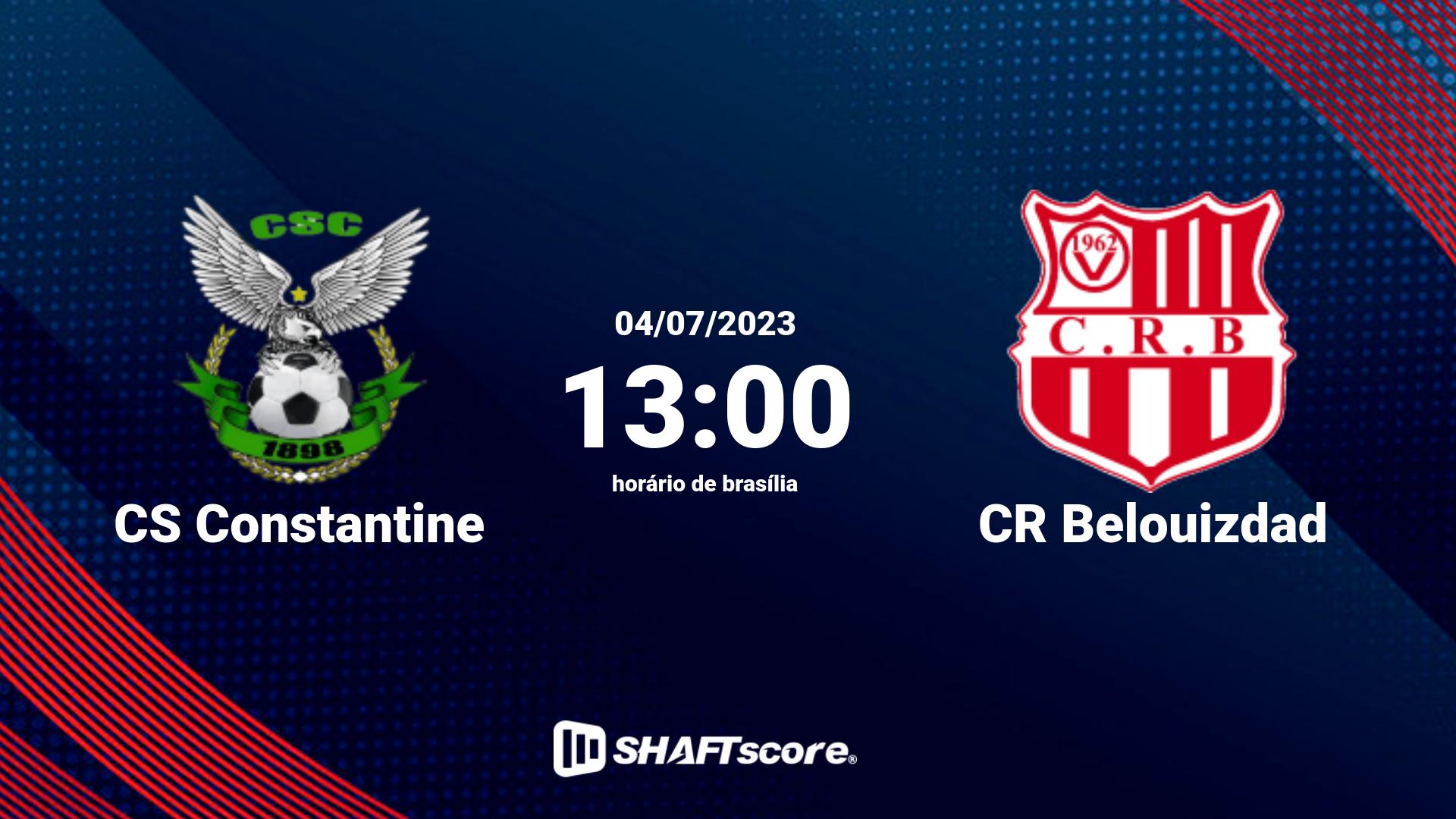 Estatísticas do jogo CS Constantine vs CR Belouizdad 04.07 13:00