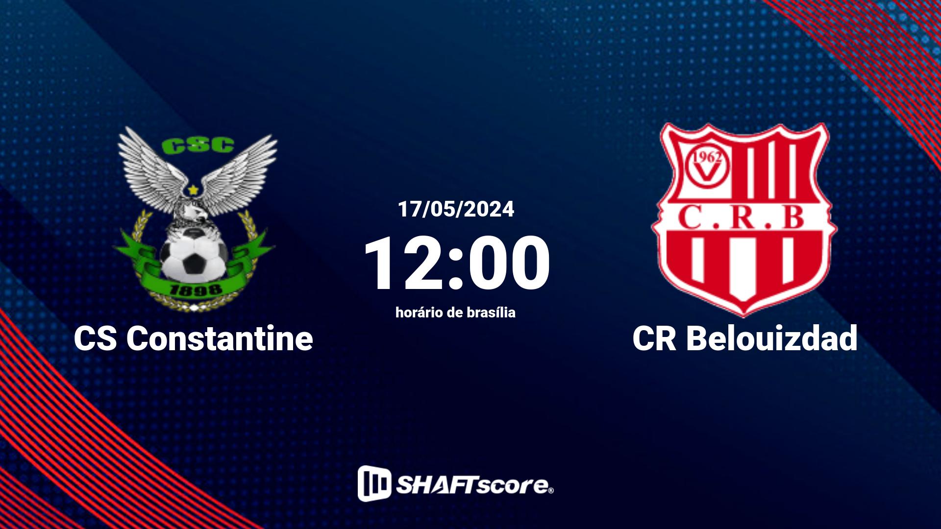 Estatísticas do jogo CS Constantine vs CR Belouizdad 17.05 12:00