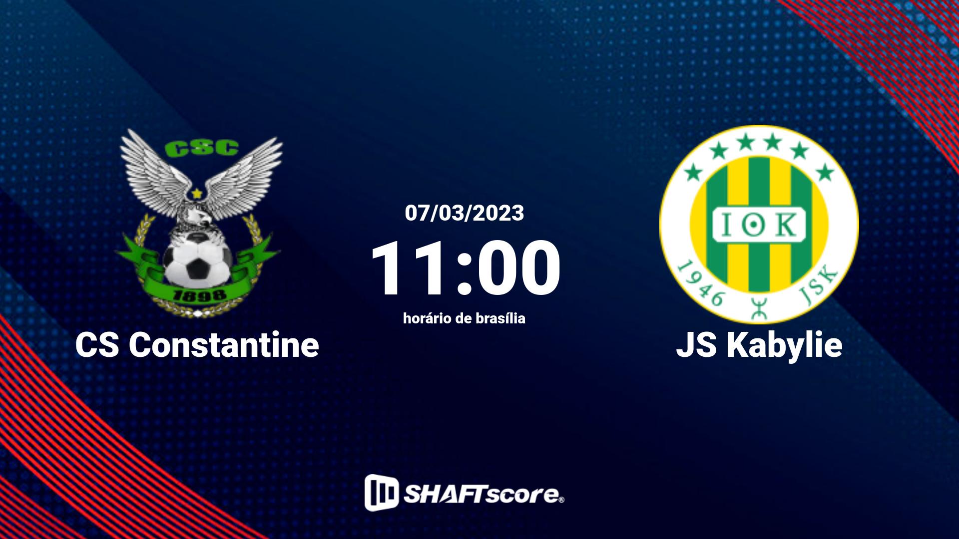 Estatísticas do jogo CS Constantine vs JS Kabylie 07.03 11:00