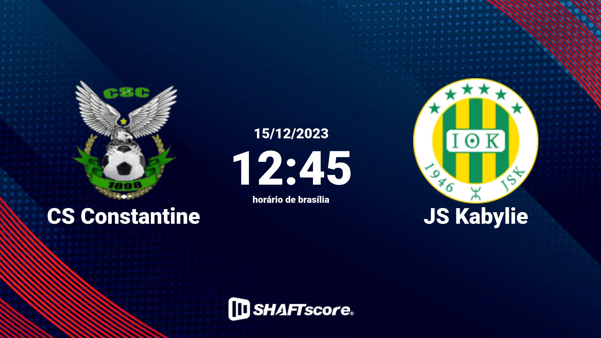 Estatísticas do jogo CS Constantine vs JS Kabylie 15.12 12:45