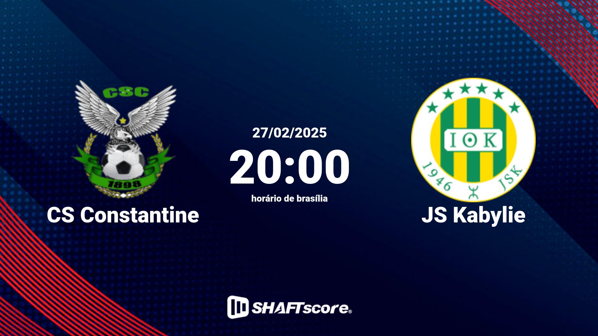 Estatísticas do jogo CS Constantine vs JS Kabylie 27.02 20:00