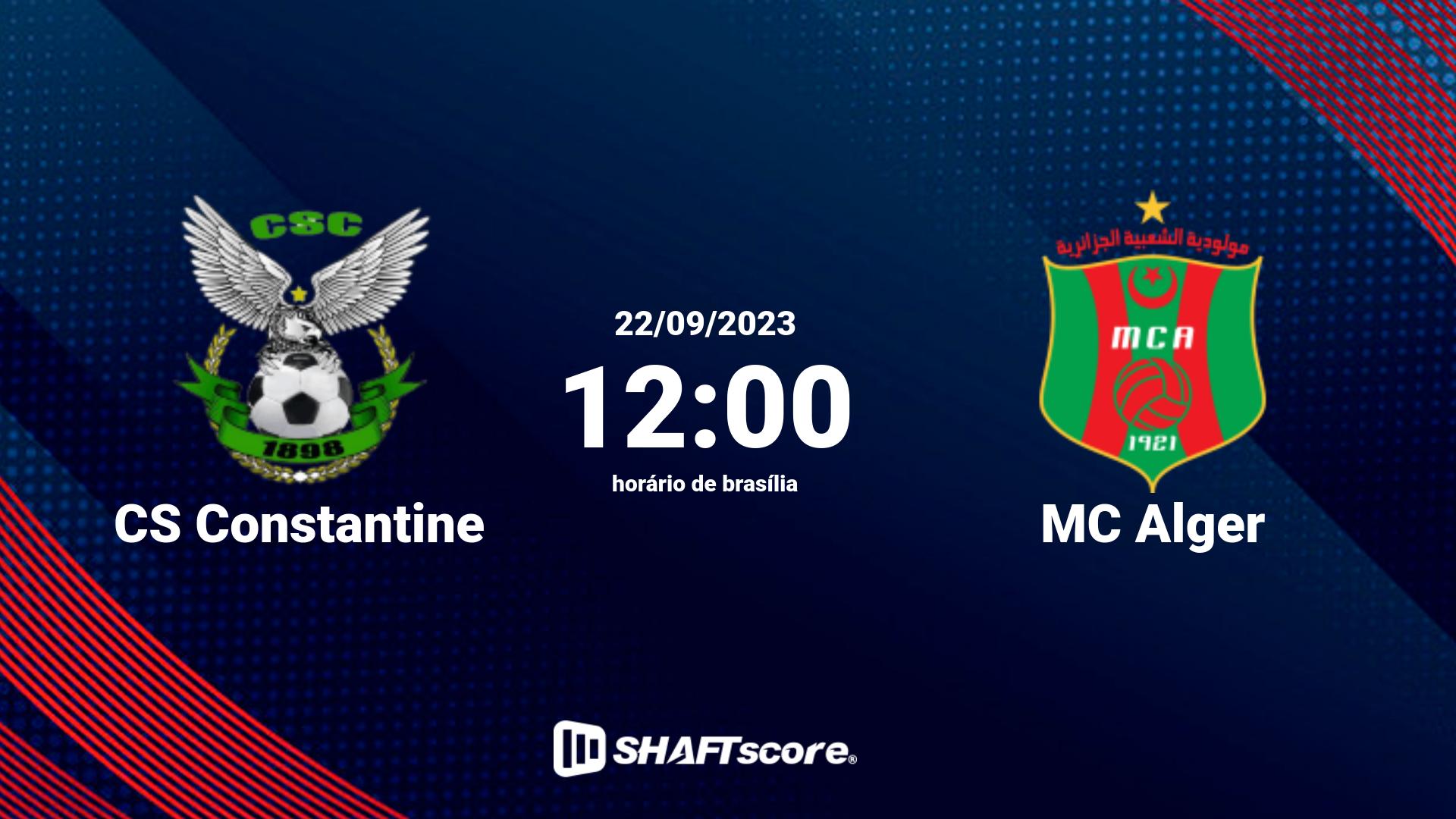 Estatísticas do jogo CS Constantine vs MC Alger 22.09 12:00