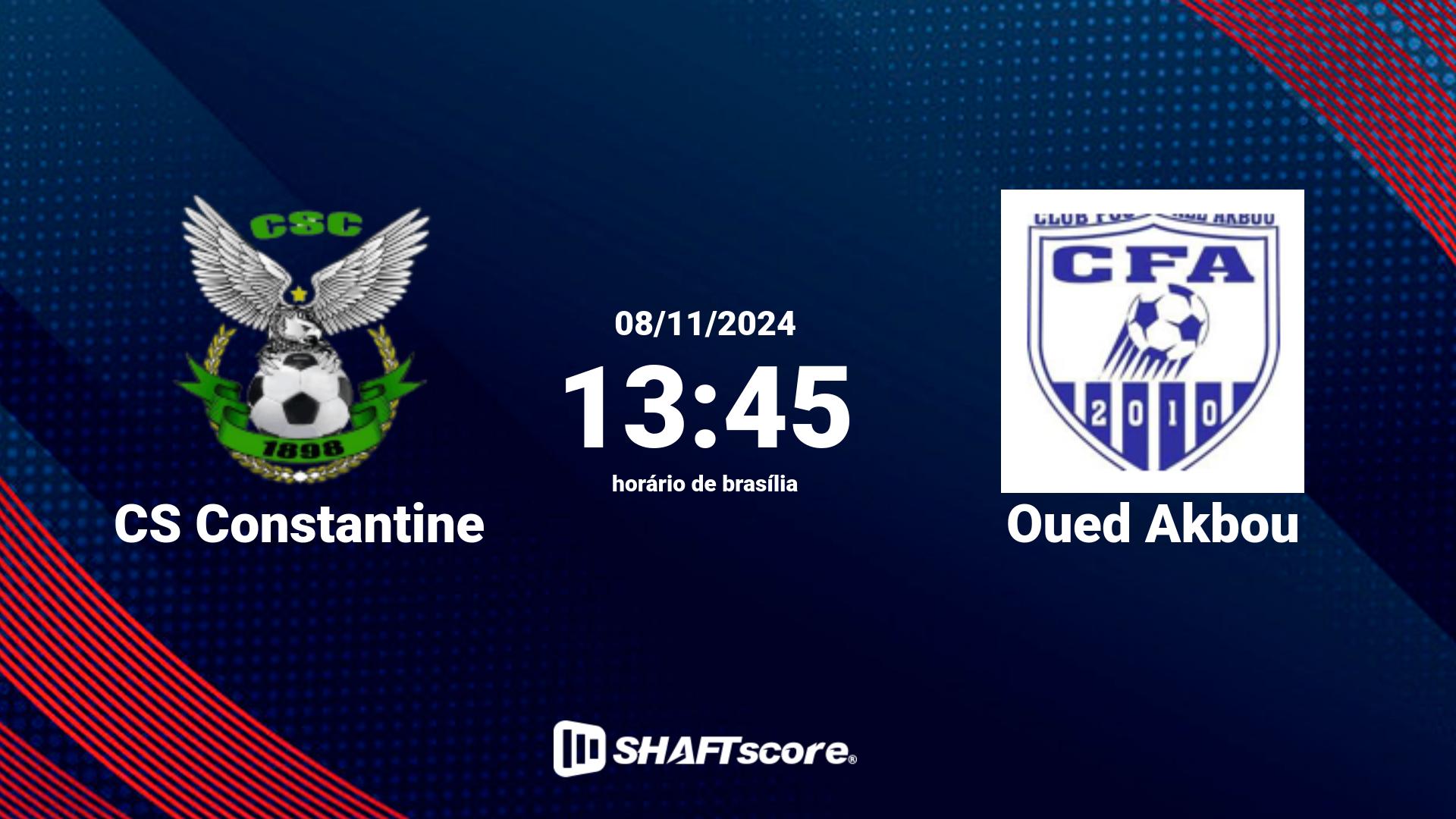 Estatísticas do jogo CS Constantine vs Oued Akbou 08.11 13:45