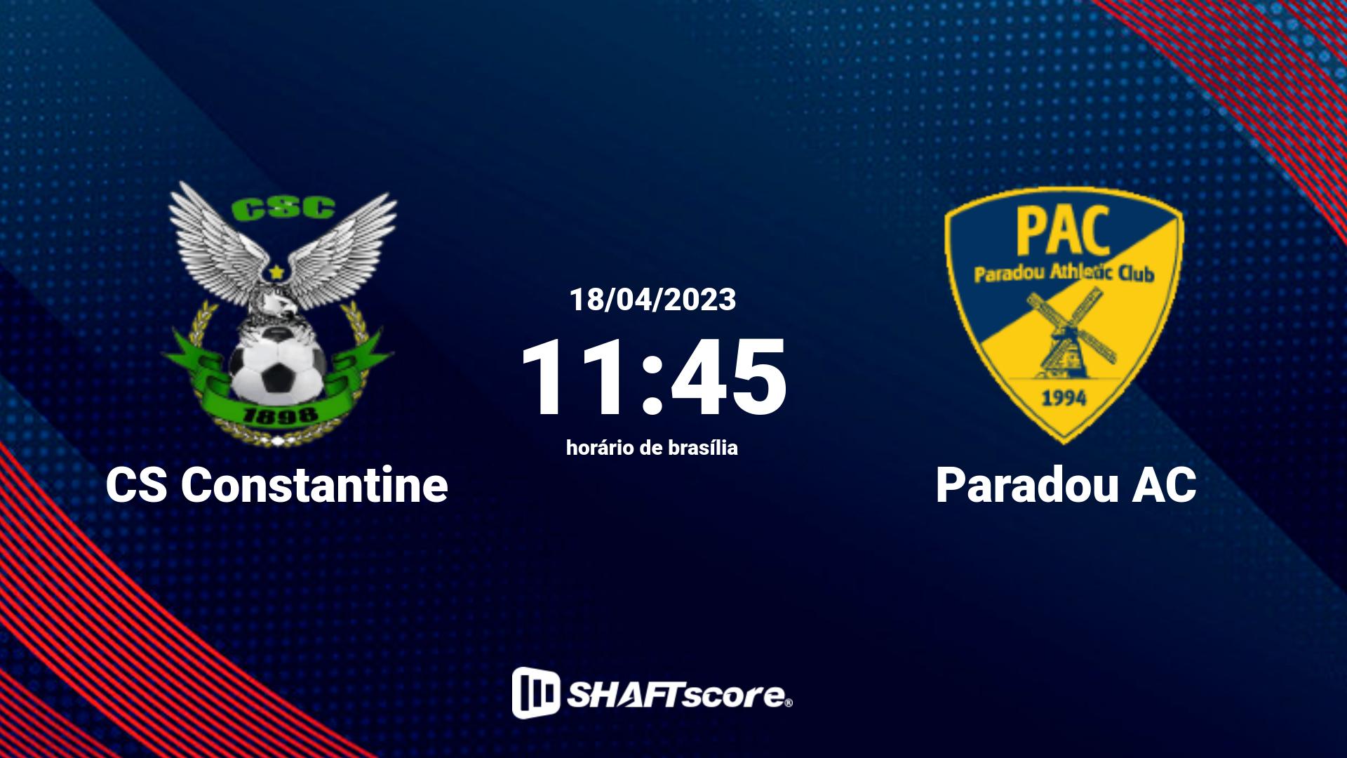 Estatísticas do jogo CS Constantine vs Paradou AC 18.04 11:45