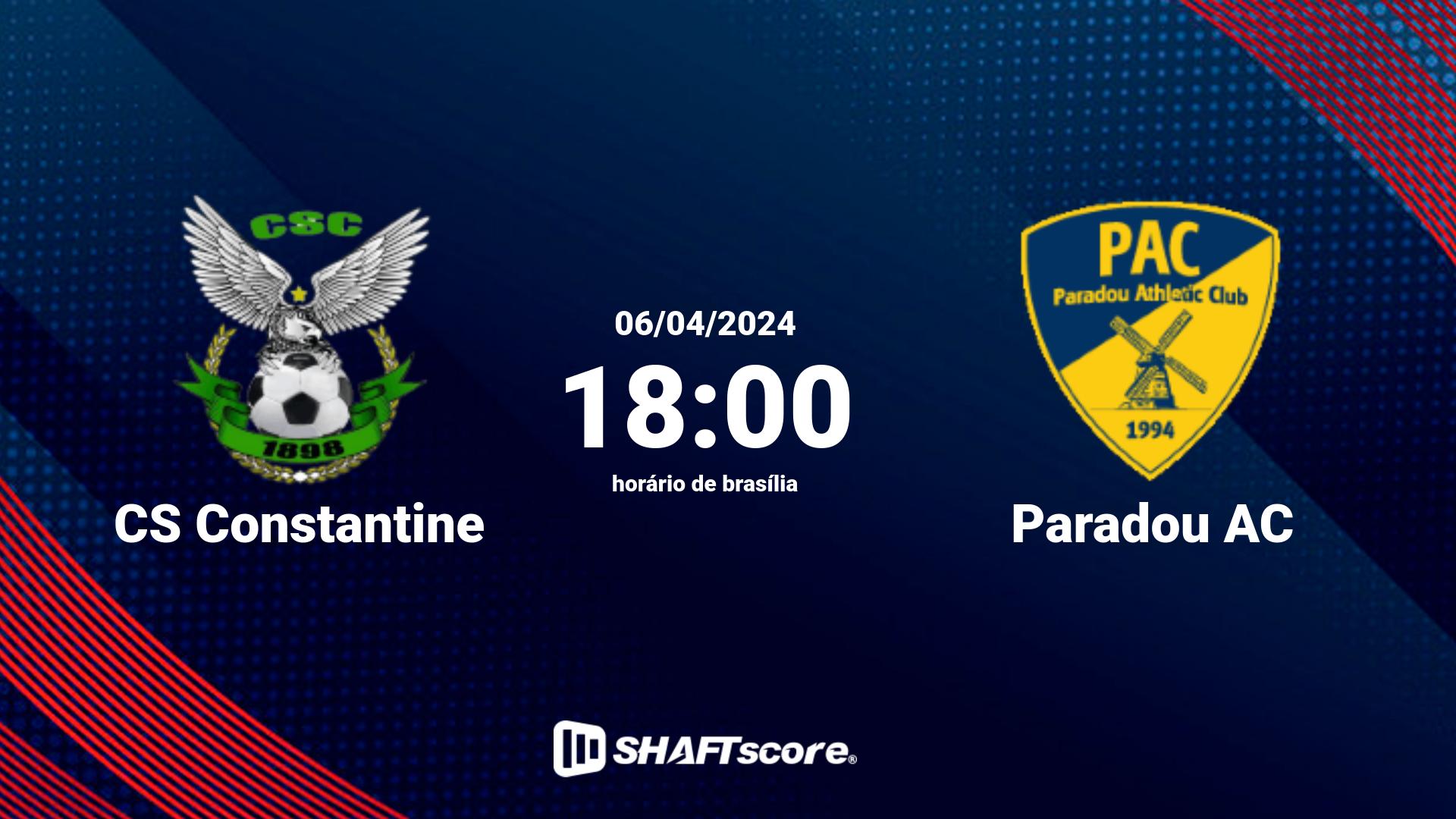 Estatísticas do jogo CS Constantine vs Paradou AC 06.04 18:00