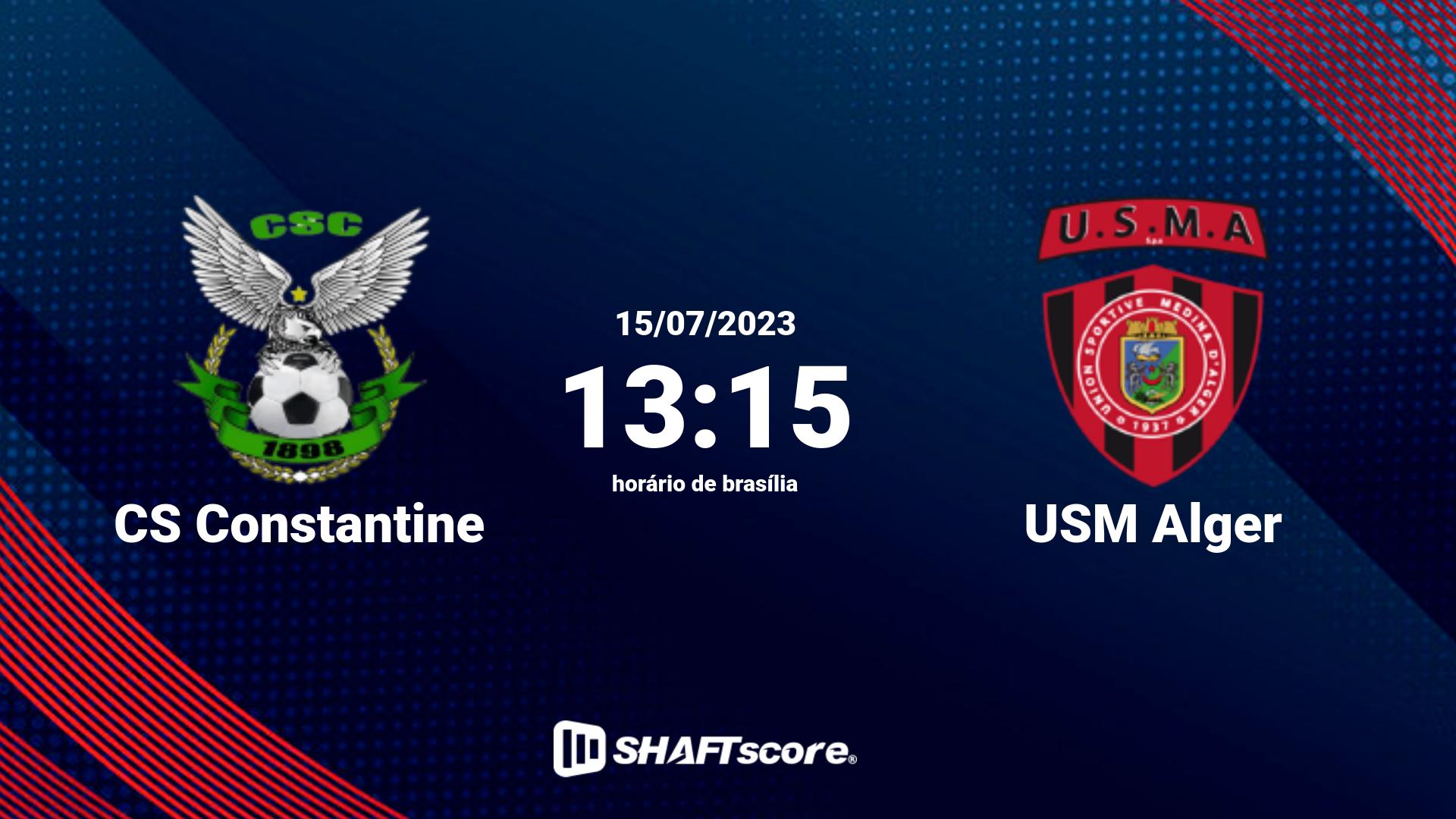 Estatísticas do jogo CS Constantine vs USM Alger 15.07 13:15