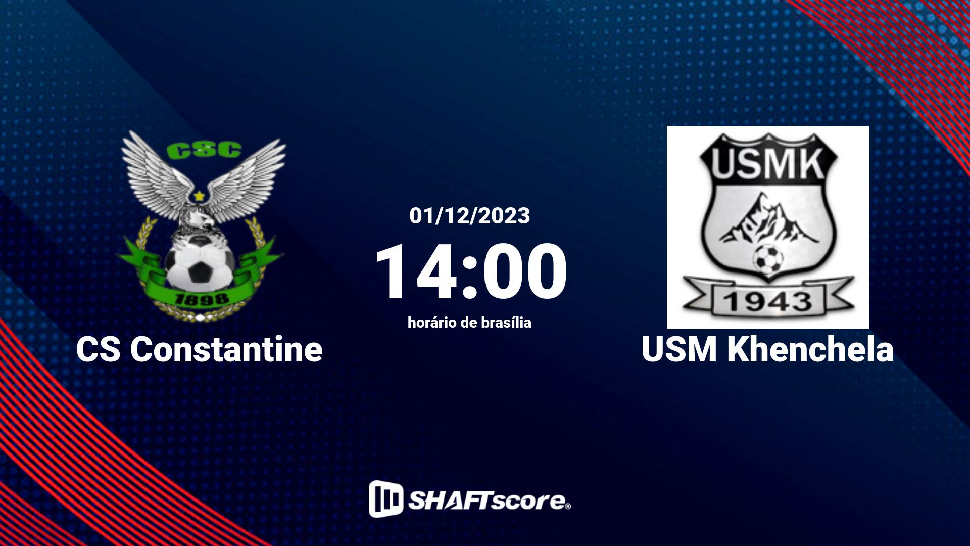 Estatísticas do jogo CS Constantine vs USM Khenchela 01.12 14:00