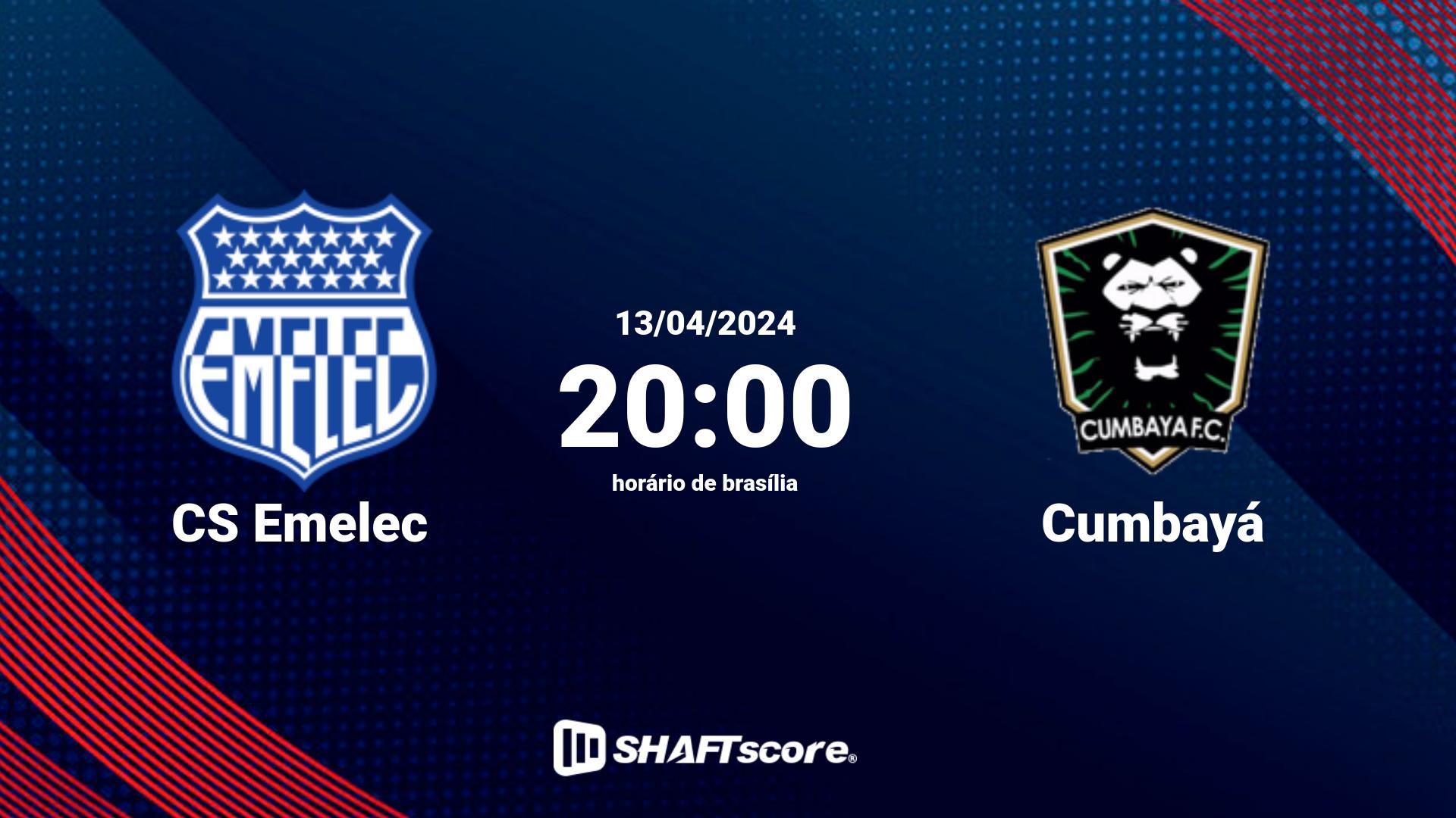 Estatísticas do jogo CS Emelec vs Cumbayá 13.04 20:00