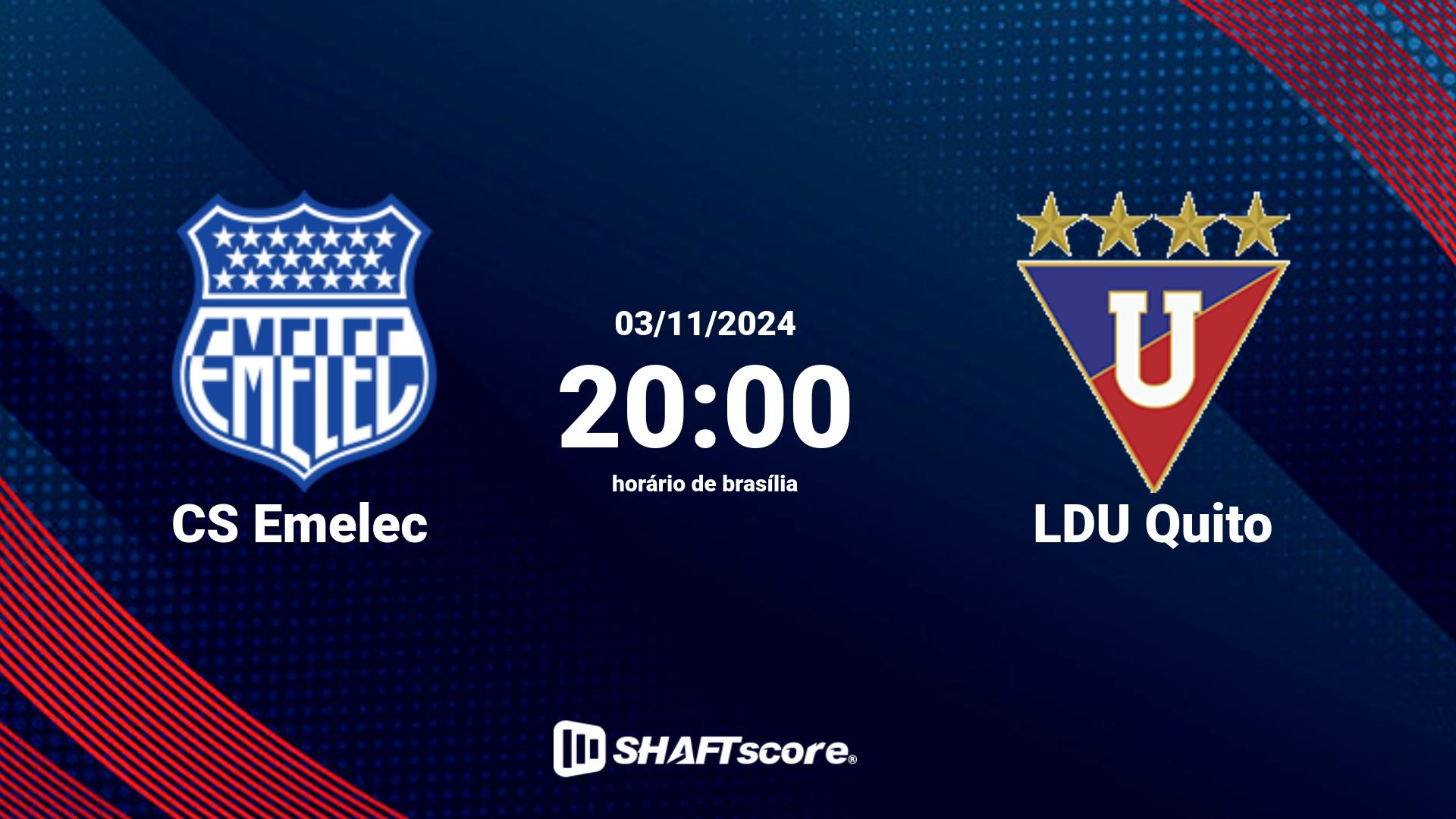 Estatísticas do jogo CS Emelec vs LDU Quito 03.11 20:00