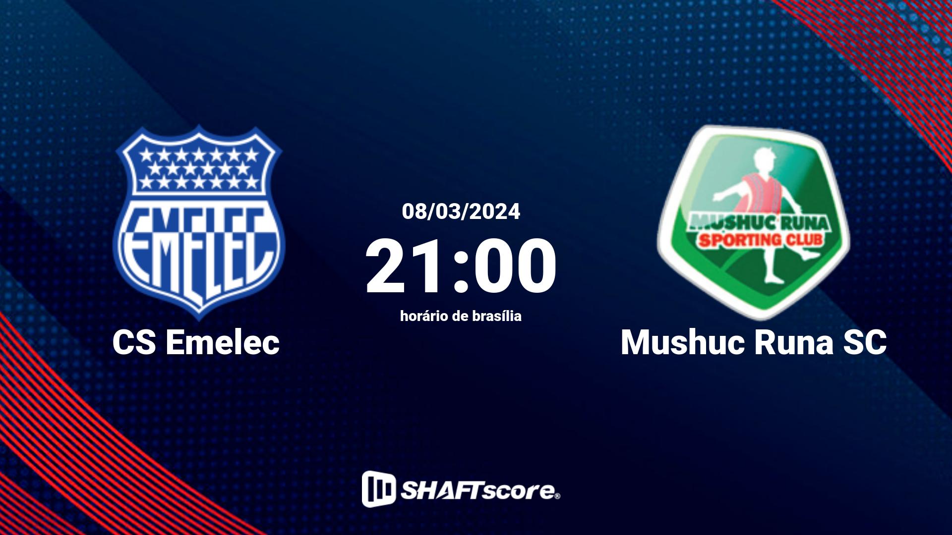 Estatísticas do jogo CS Emelec vs Mushuc Runa SC 08.03 21:00