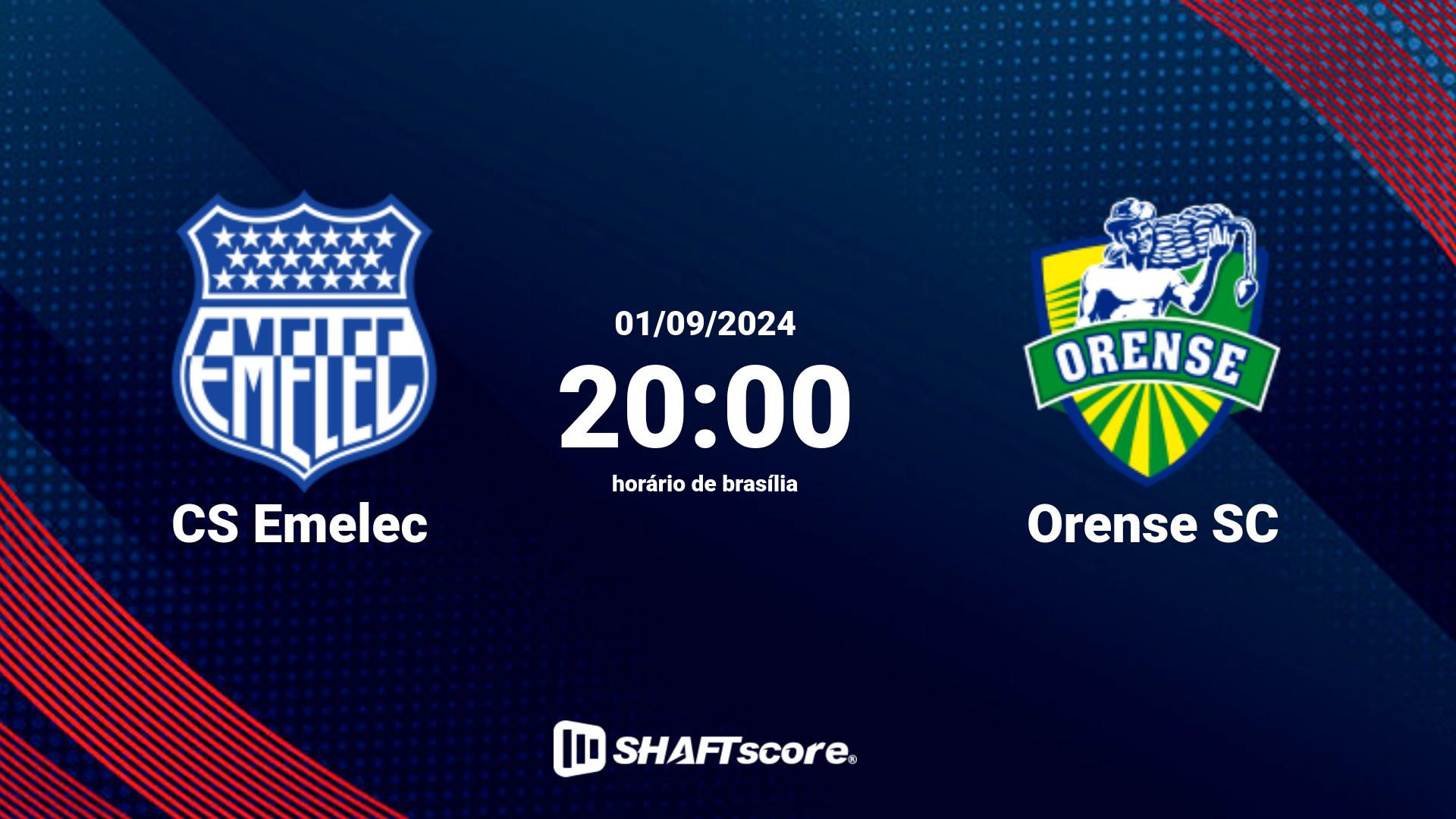 Estatísticas do jogo CS Emelec vs Orense SC 01.09 20:00