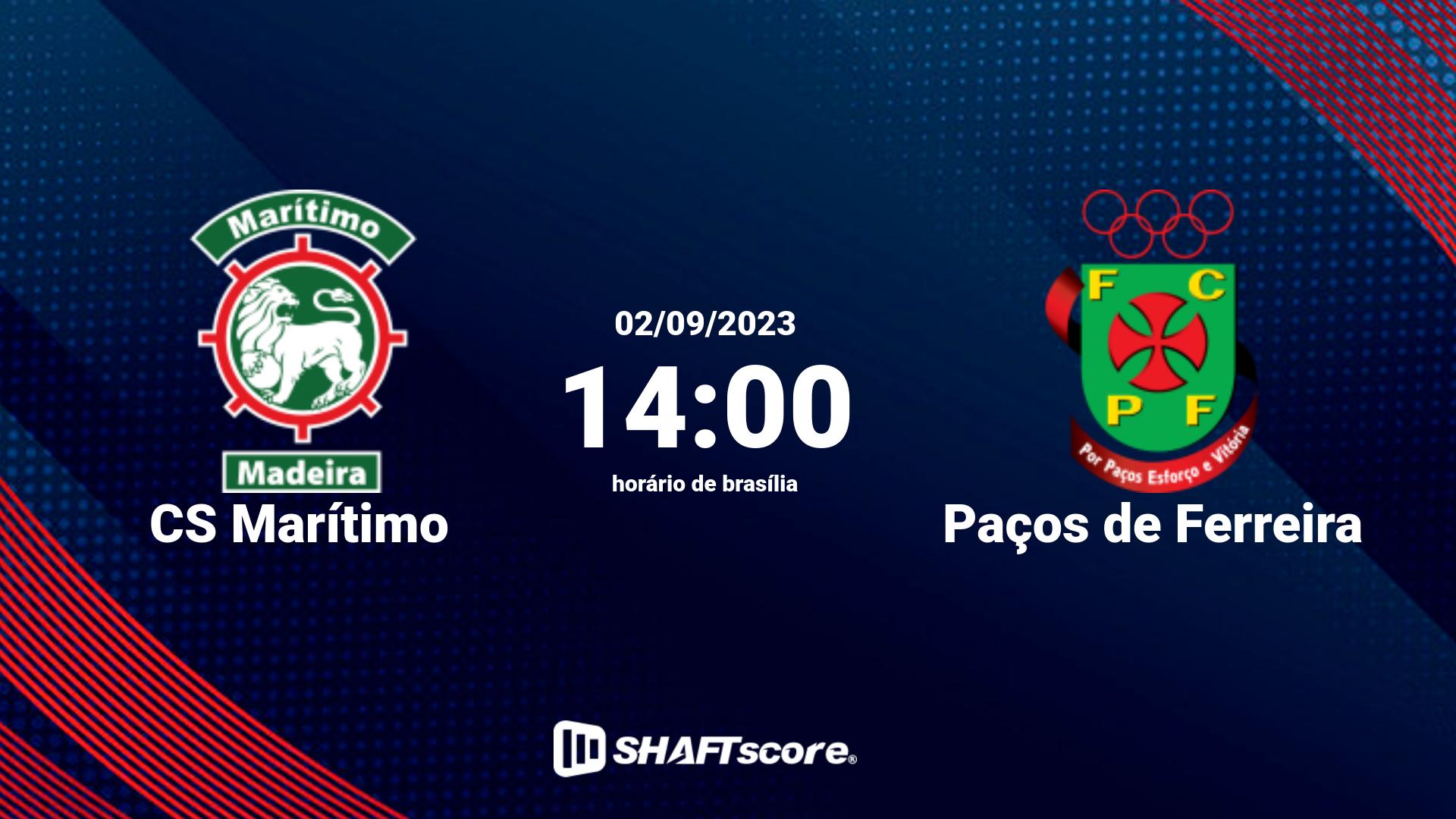 Estatísticas do jogo CS Marítimo vs Paços de Ferreira 02.09 14:00