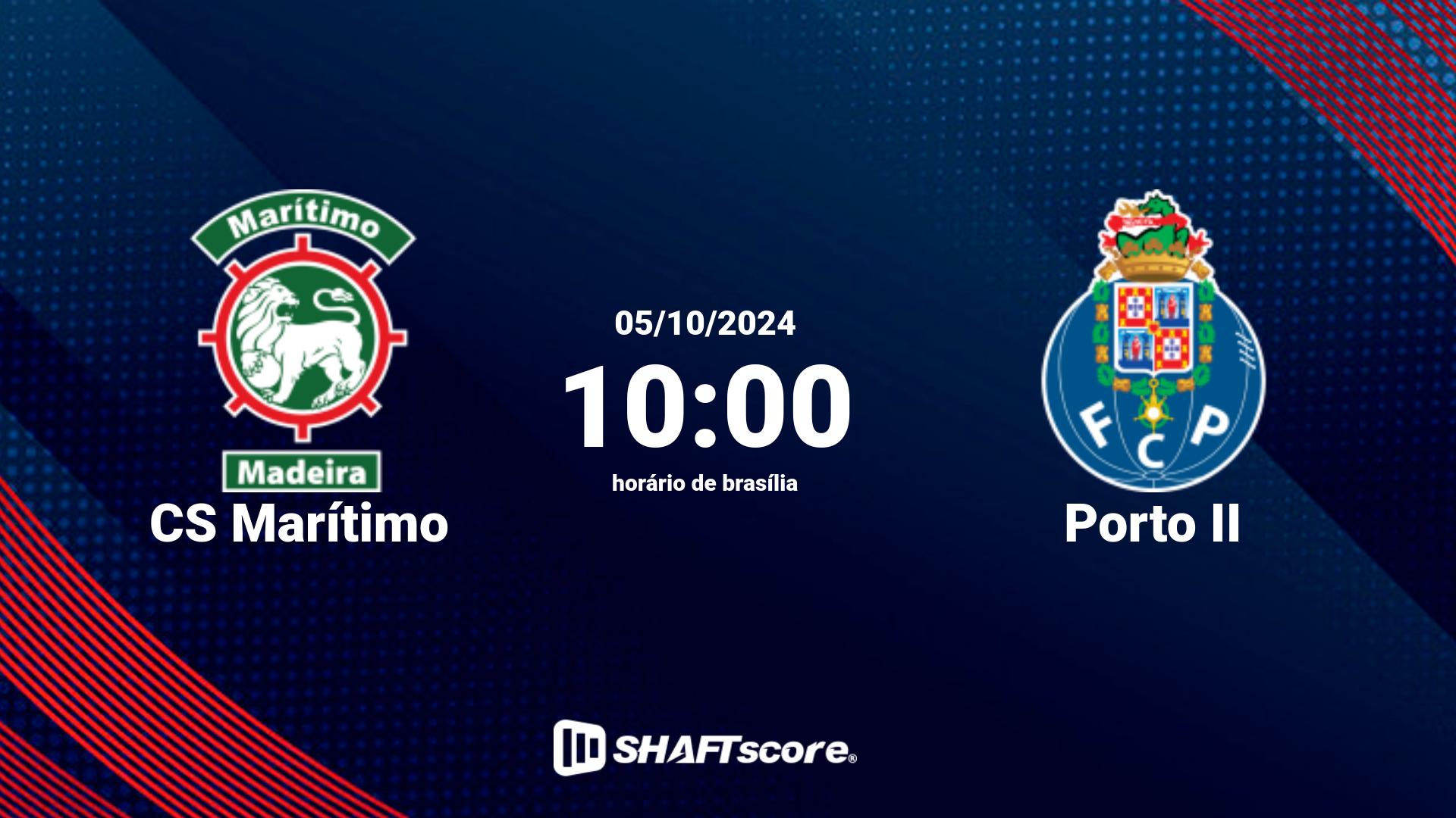 Estatísticas do jogo CS Marítimo vs Porto II 05.10 10:00