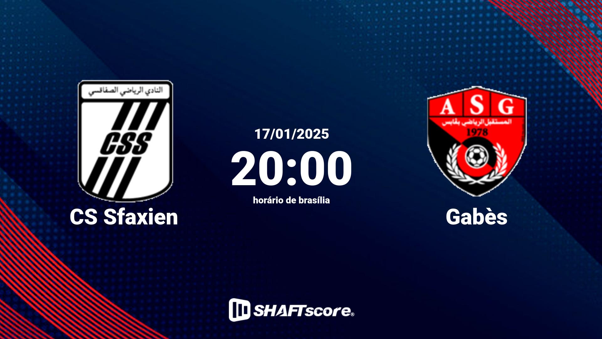 Estatísticas do jogo CS Sfaxien vs Gabès 17.01 20:00