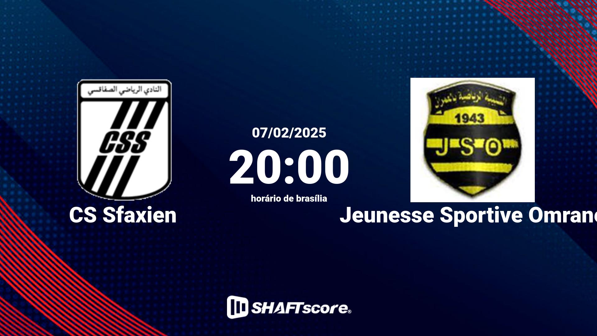 Estatísticas do jogo CS Sfaxien vs Jeunesse Sportive Omrane 07.02 20:00