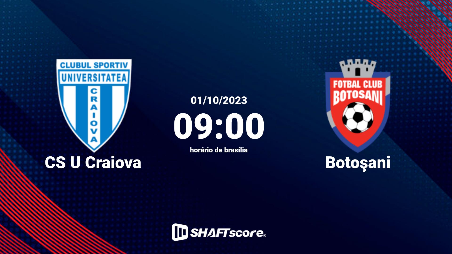 Estatísticas do jogo CS U Craiova vs Botoşani 01.10 09:00