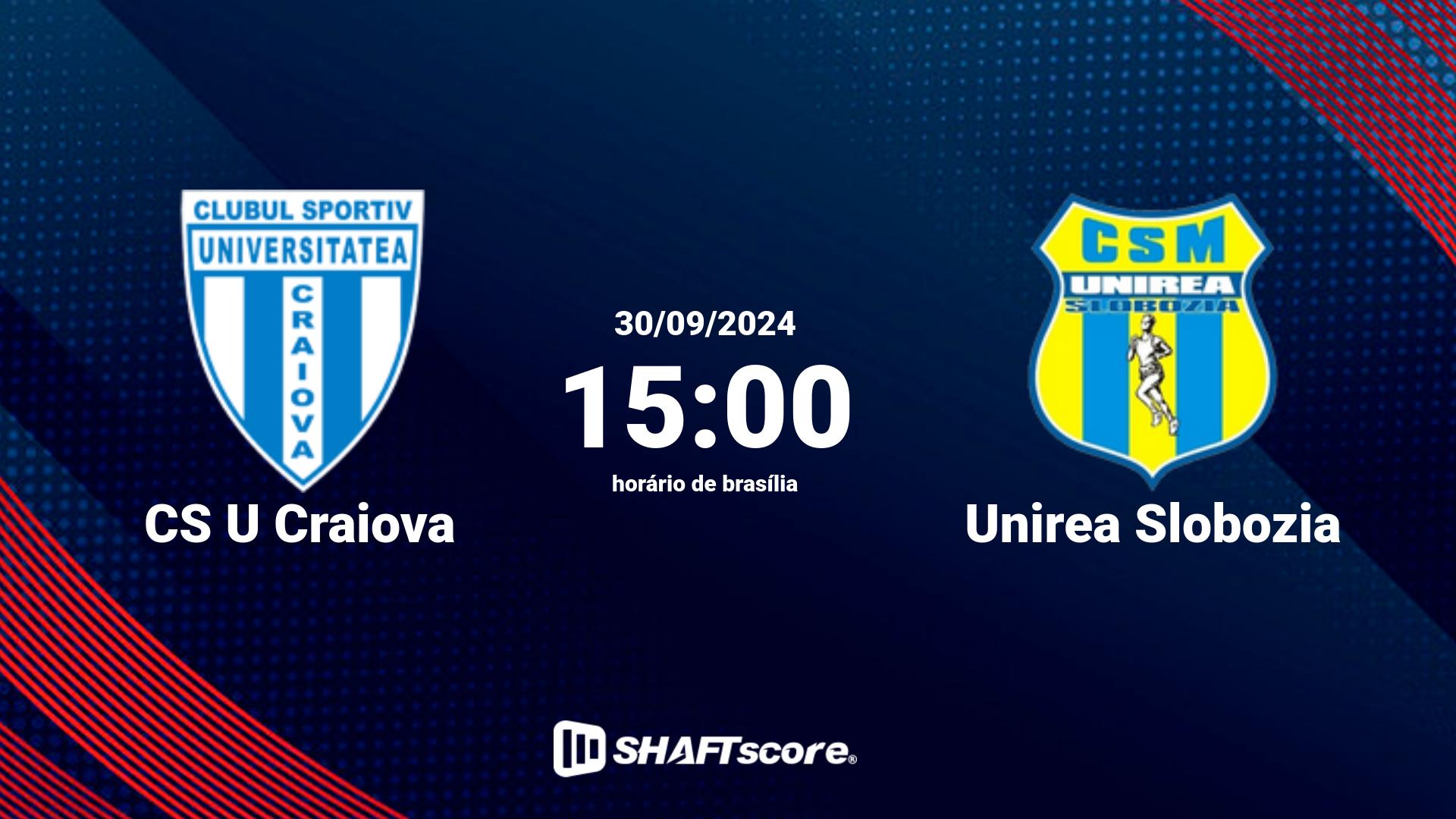 Estatísticas do jogo CS U Craiova vs Unirea Slobozia 30.09 15:00