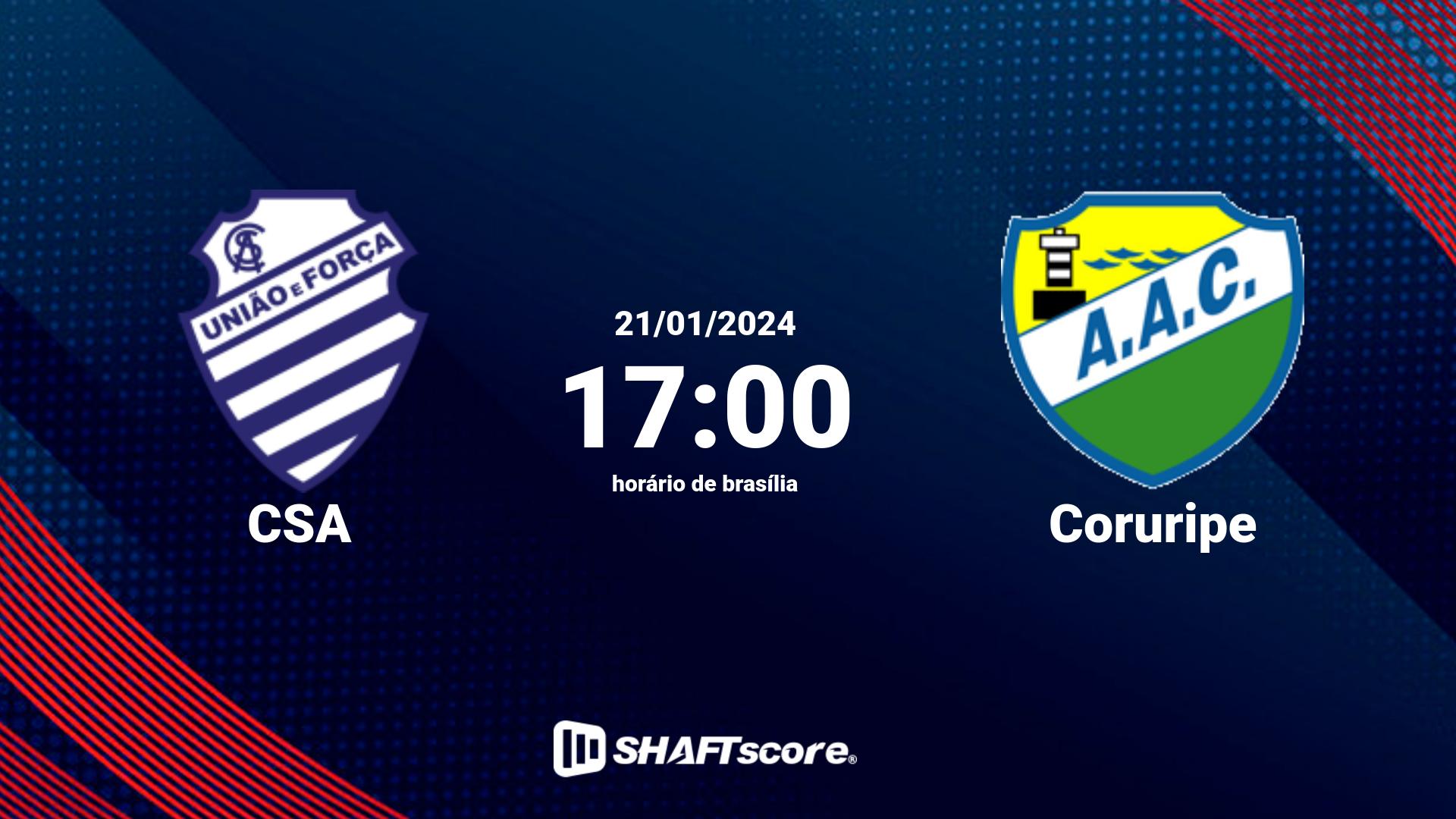 Estatísticas do jogo CSA vs Coruripe 21.01 17:00