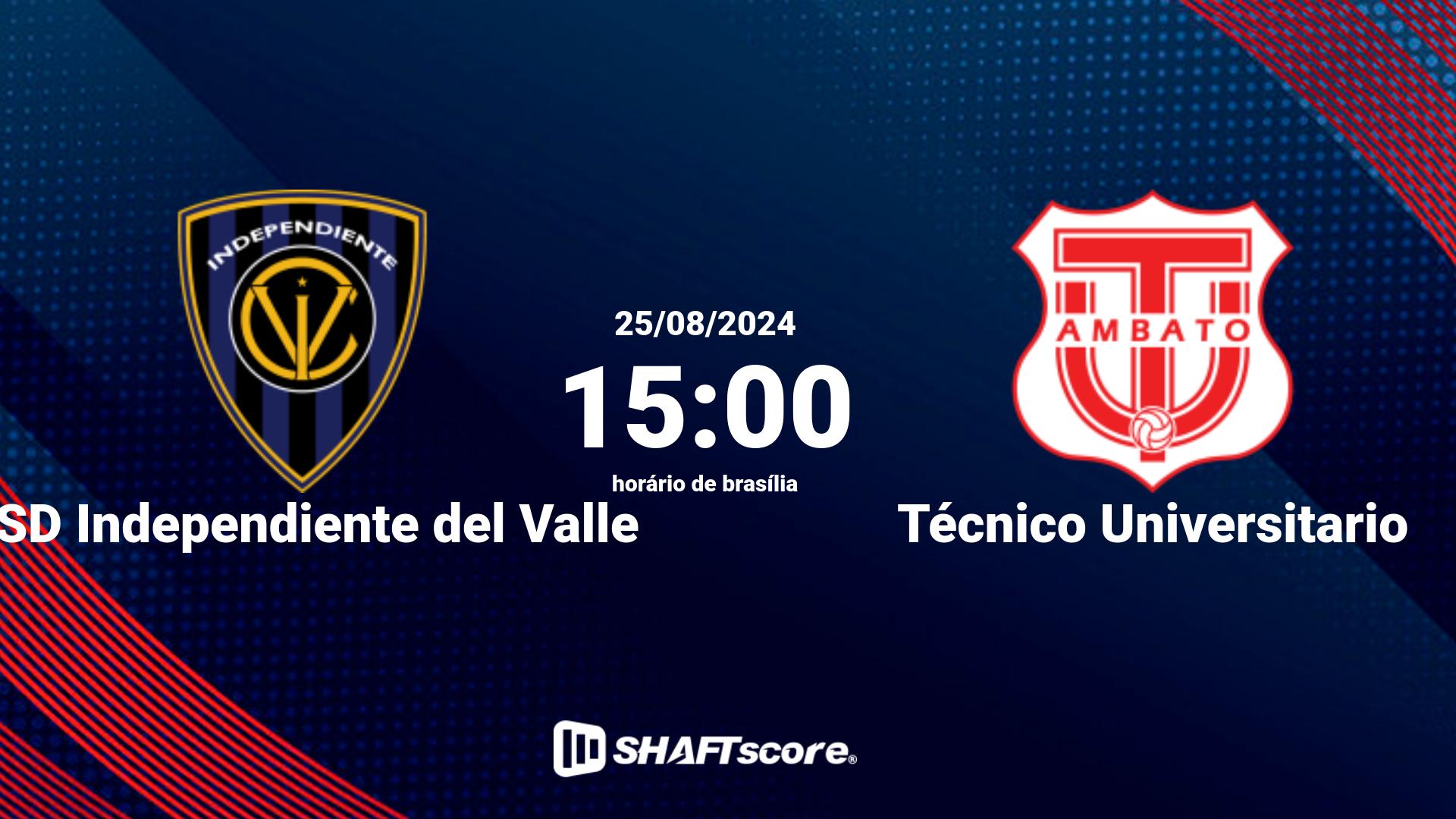 Estatísticas do jogo CSD Independiente del Valle vs Técnico Universitario 25.08 15:00