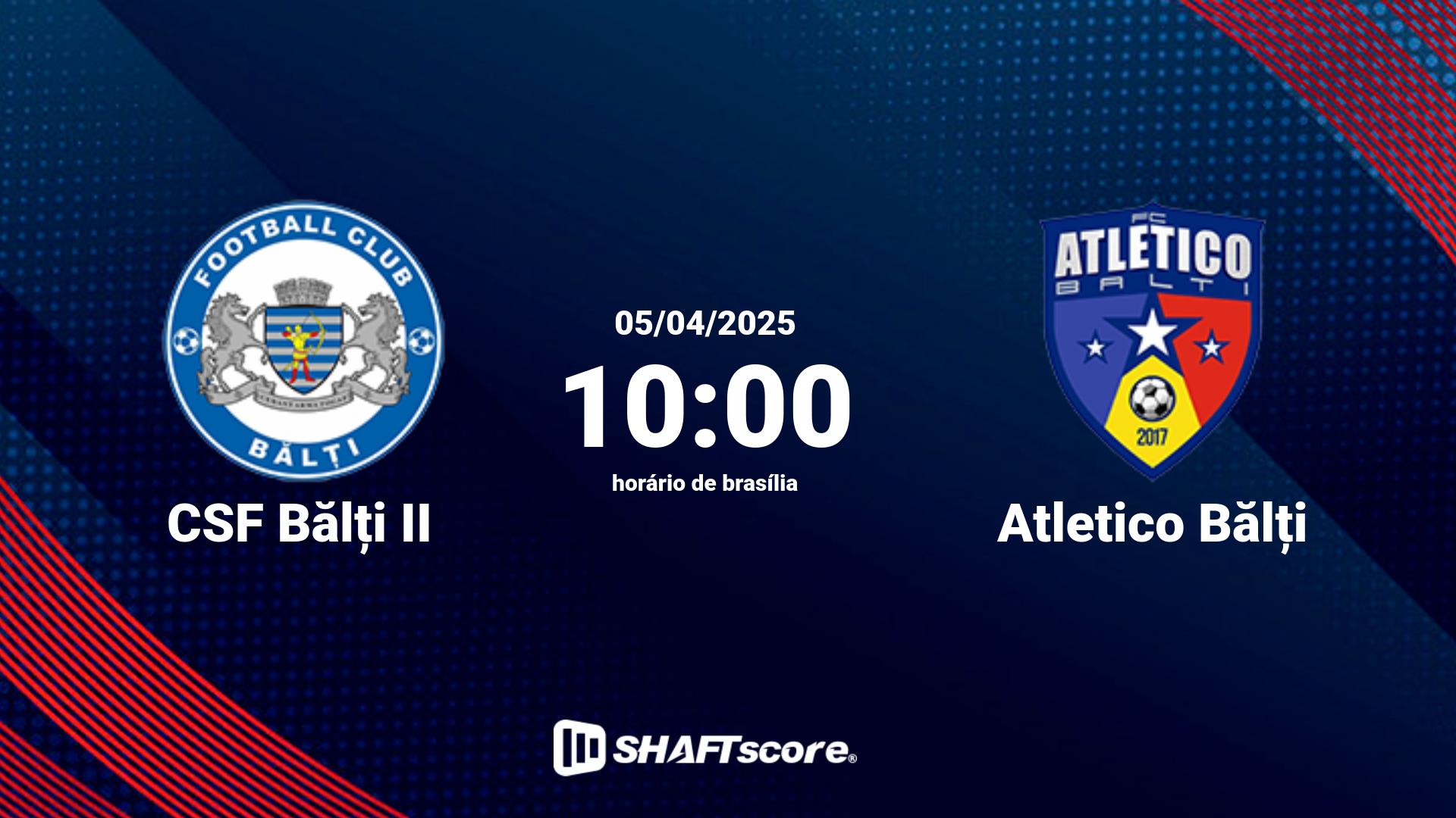 Estatísticas do jogo CSF Bălți II vs Atletico Bălți 05.04 10:00