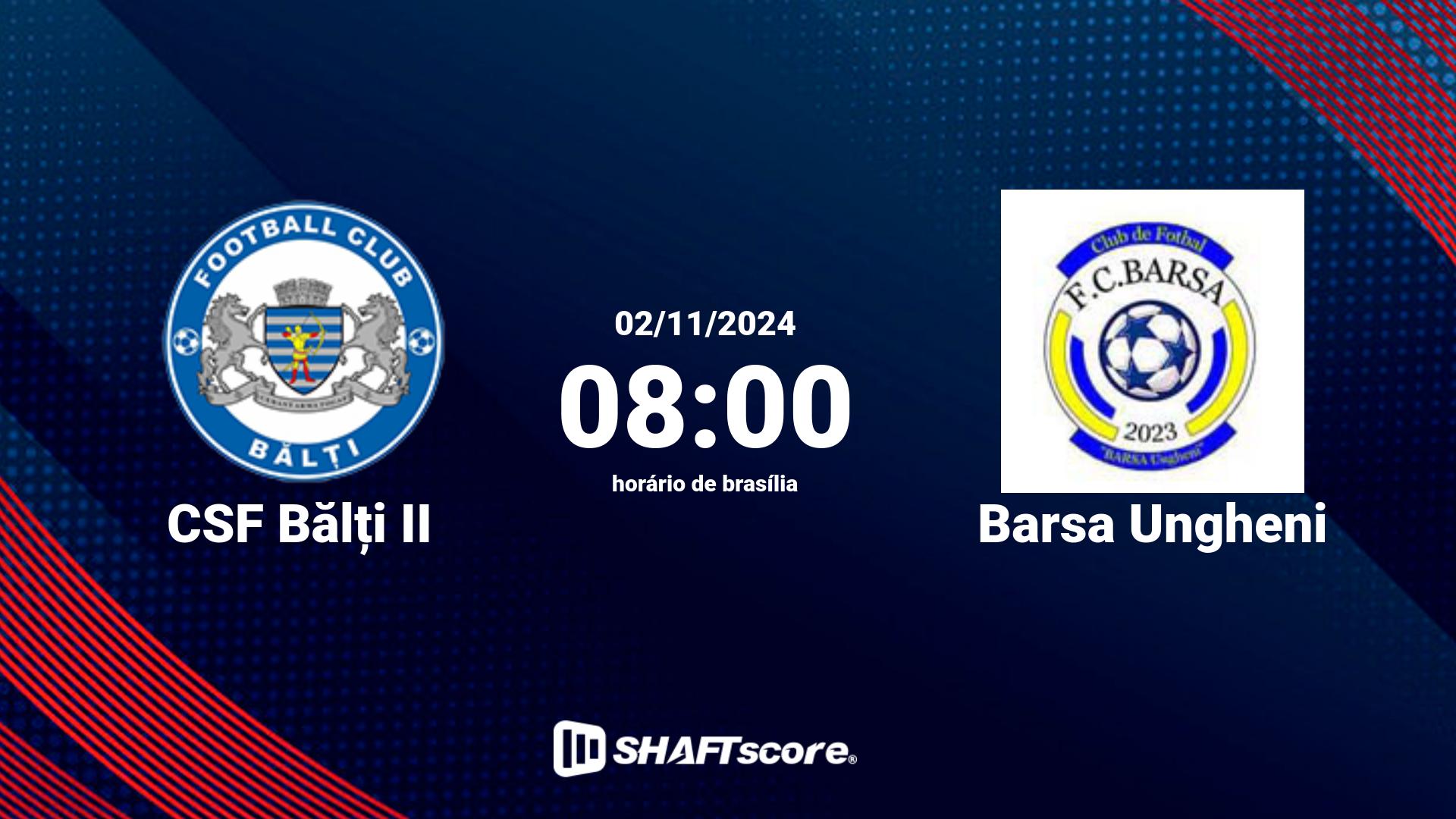 Estatísticas do jogo CSF Bălți II vs Barsa Ungheni 02.11 08:00