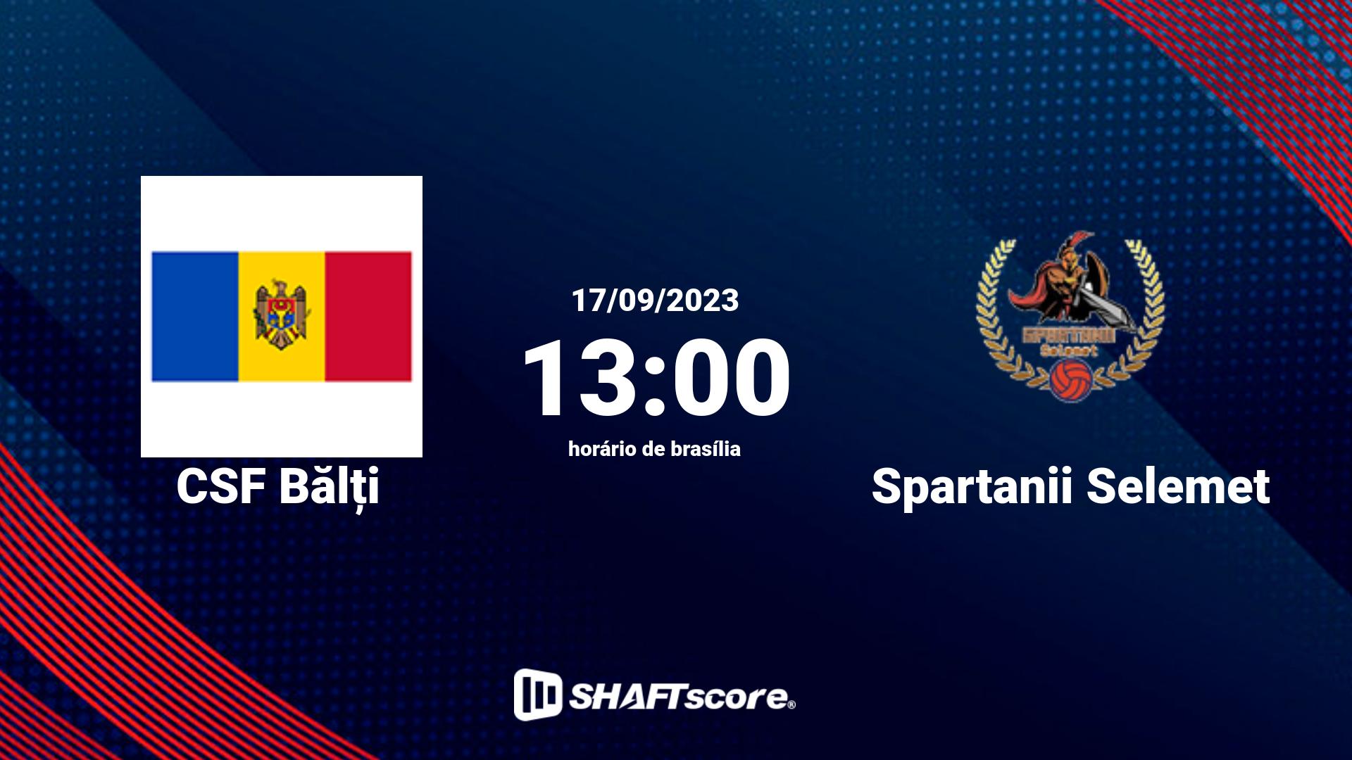 Estatísticas do jogo CSF Bălți vs Spartanii Selemet 17.09 13:00