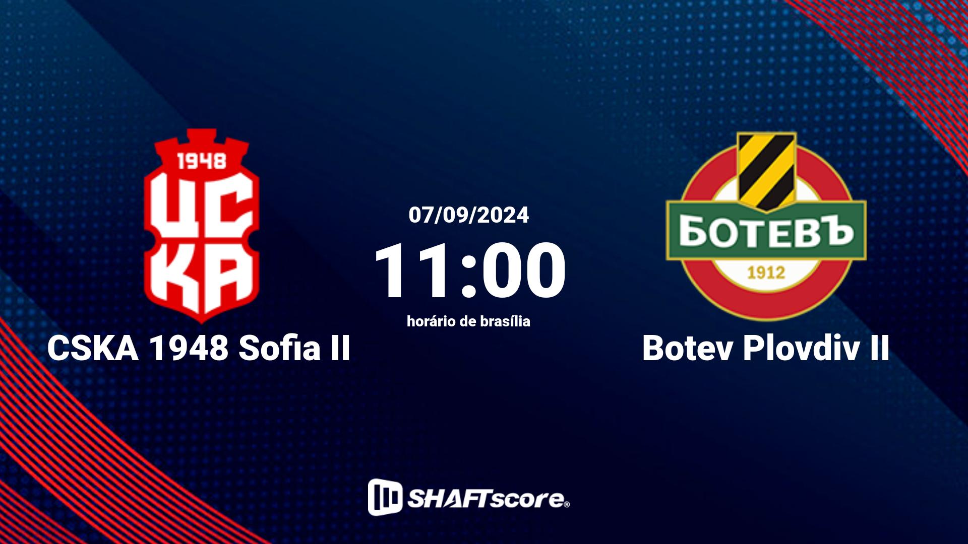 Estatísticas do jogo CSKA 1948 Sofia II vs Botev Plovdiv II 07.09 11:00