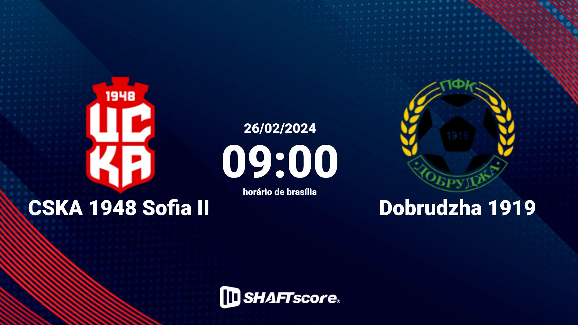 Estatísticas do jogo CSKA 1948 Sofia II vs Dobrudzha 1919 26.02 09:00