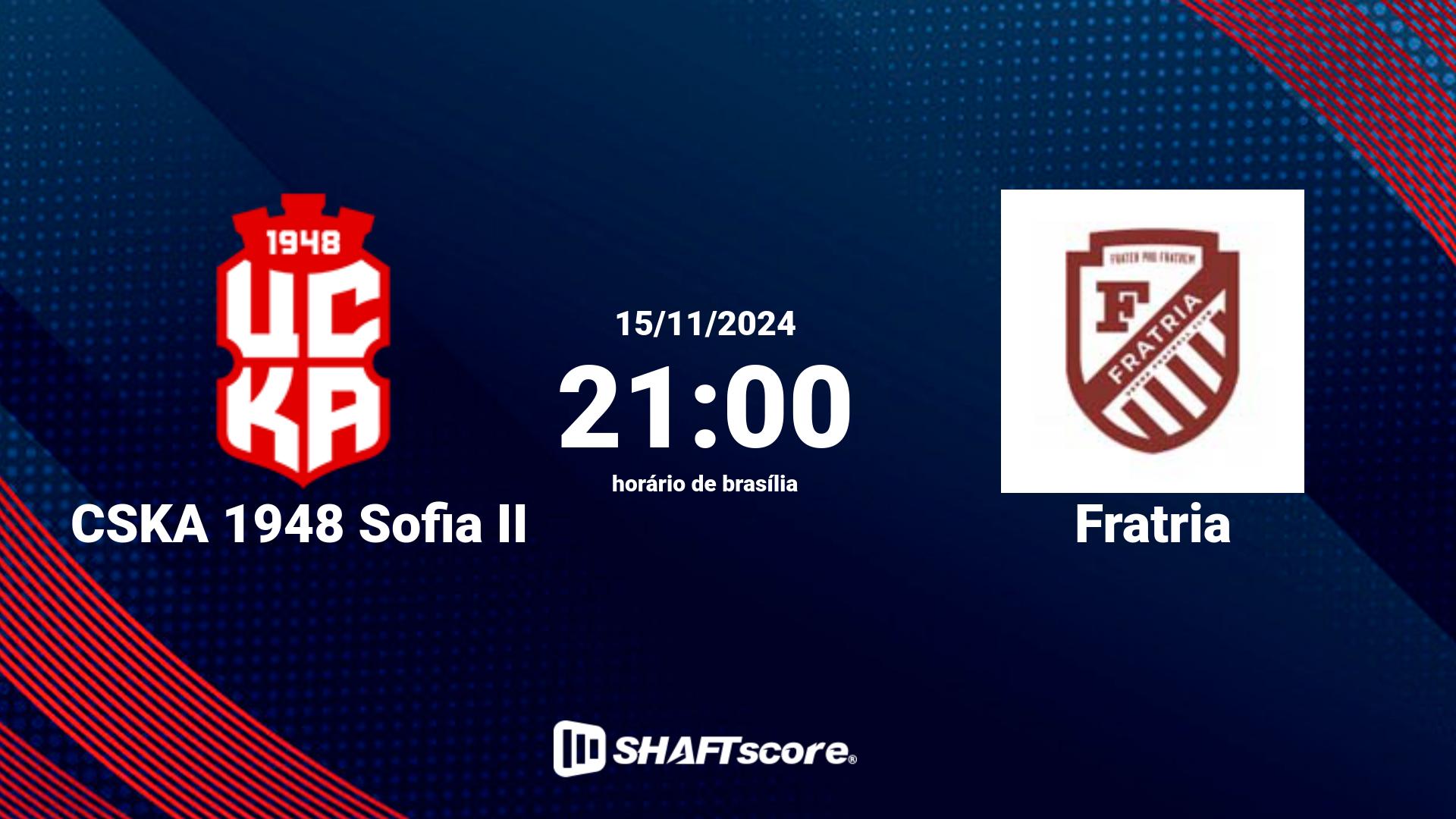 Estatísticas do jogo CSKA 1948 Sofia II vs Fratria 15.11 21:00