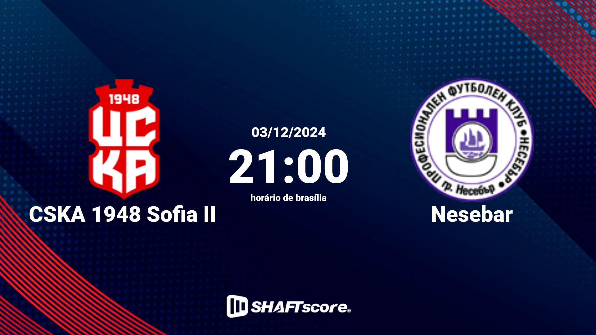 Estatísticas do jogo CSKA 1948 Sofia II vs Nesebar 03.12 21:00