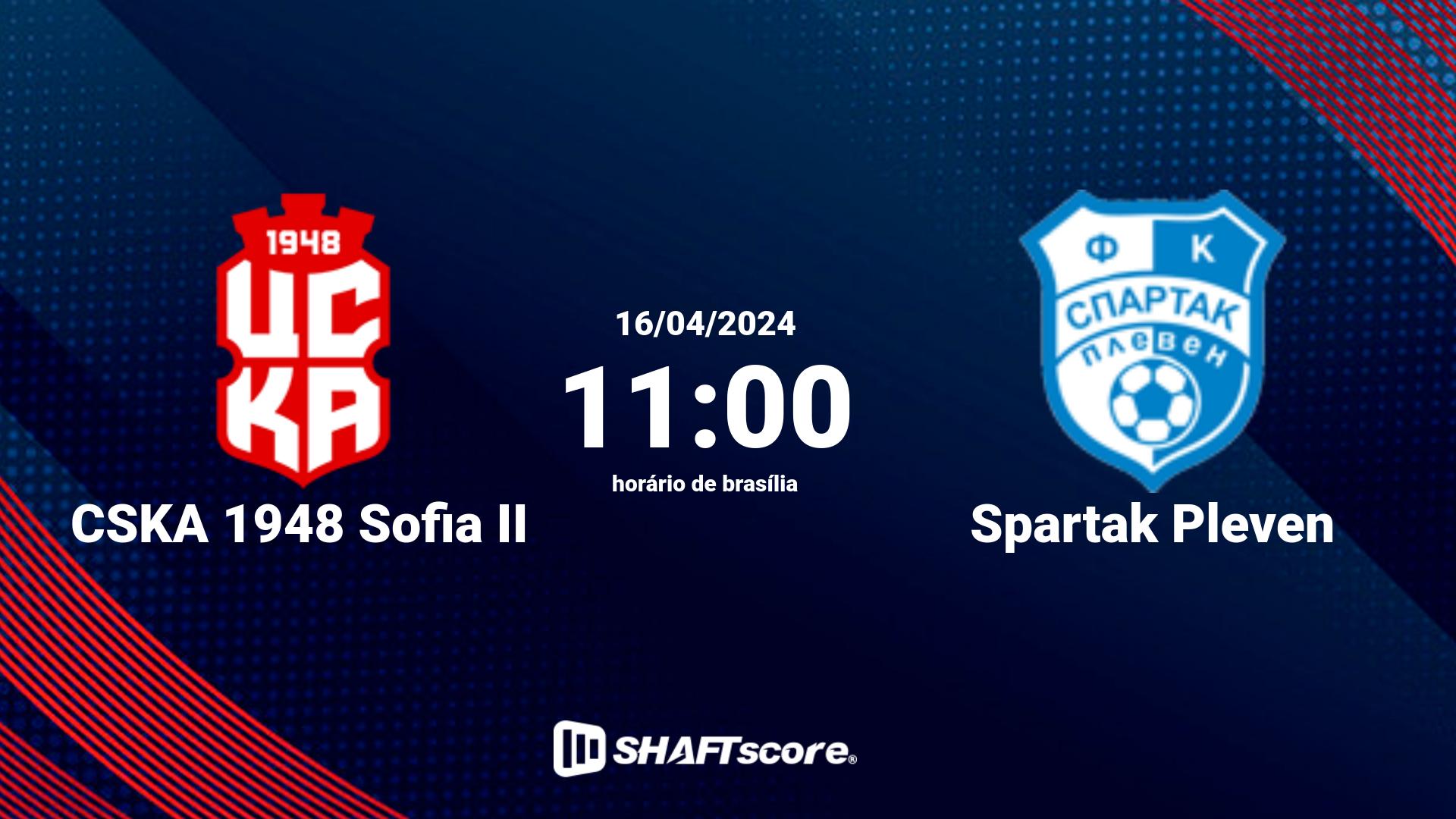 Estatísticas do jogo CSKA 1948 Sofia II vs Spartak Pleven 16.04 11:00