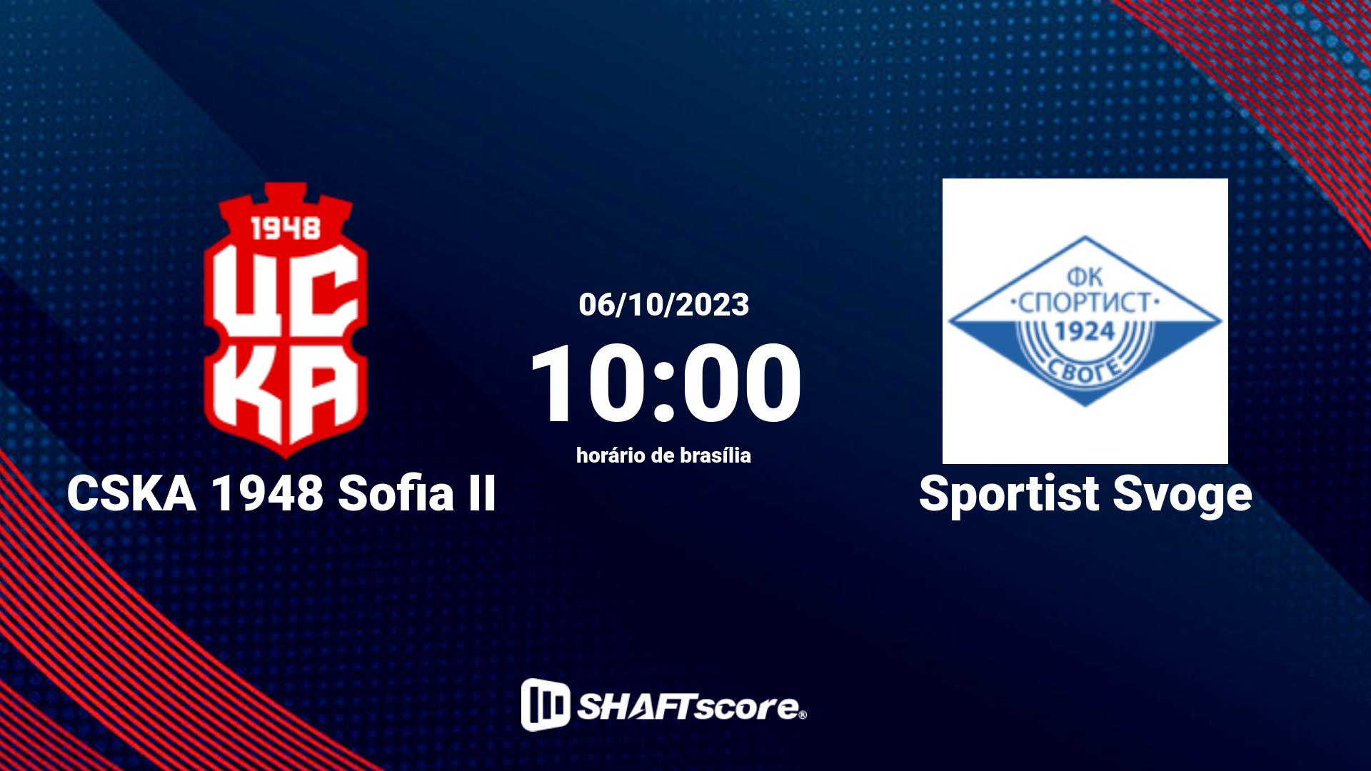Estatísticas do jogo CSKA 1948 Sofia II vs Sportist Svoge 06.10 10:00
