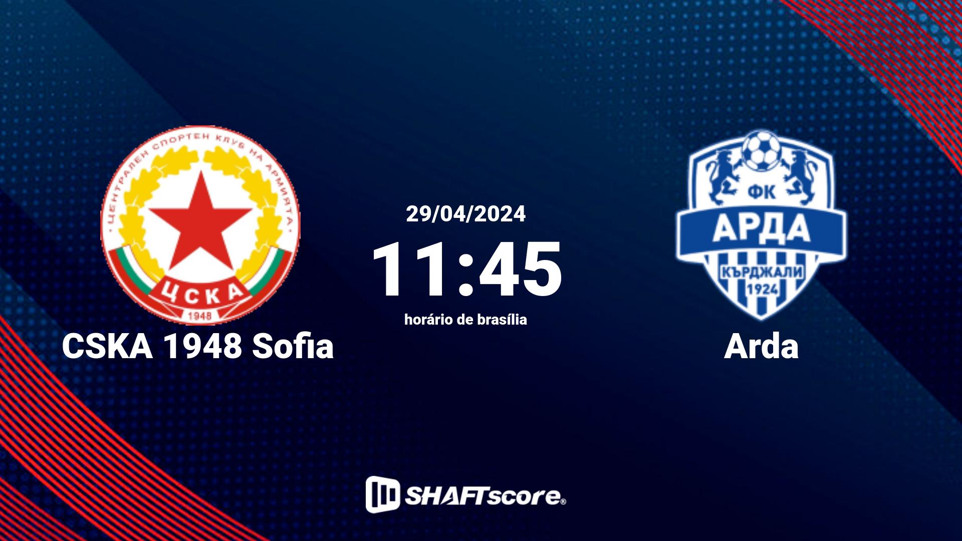 Estatísticas do jogo CSKA 1948 Sofia vs Arda 29.04 11:45