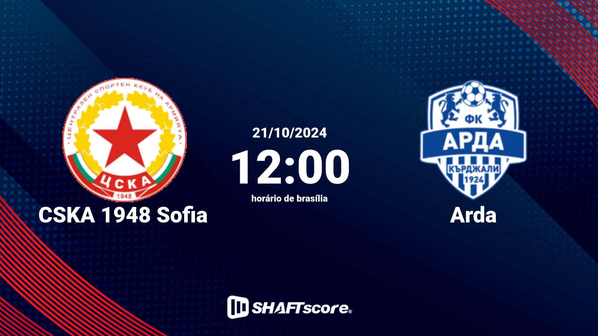 Estatísticas do jogo CSKA 1948 Sofia vs Arda 21.10 12:00